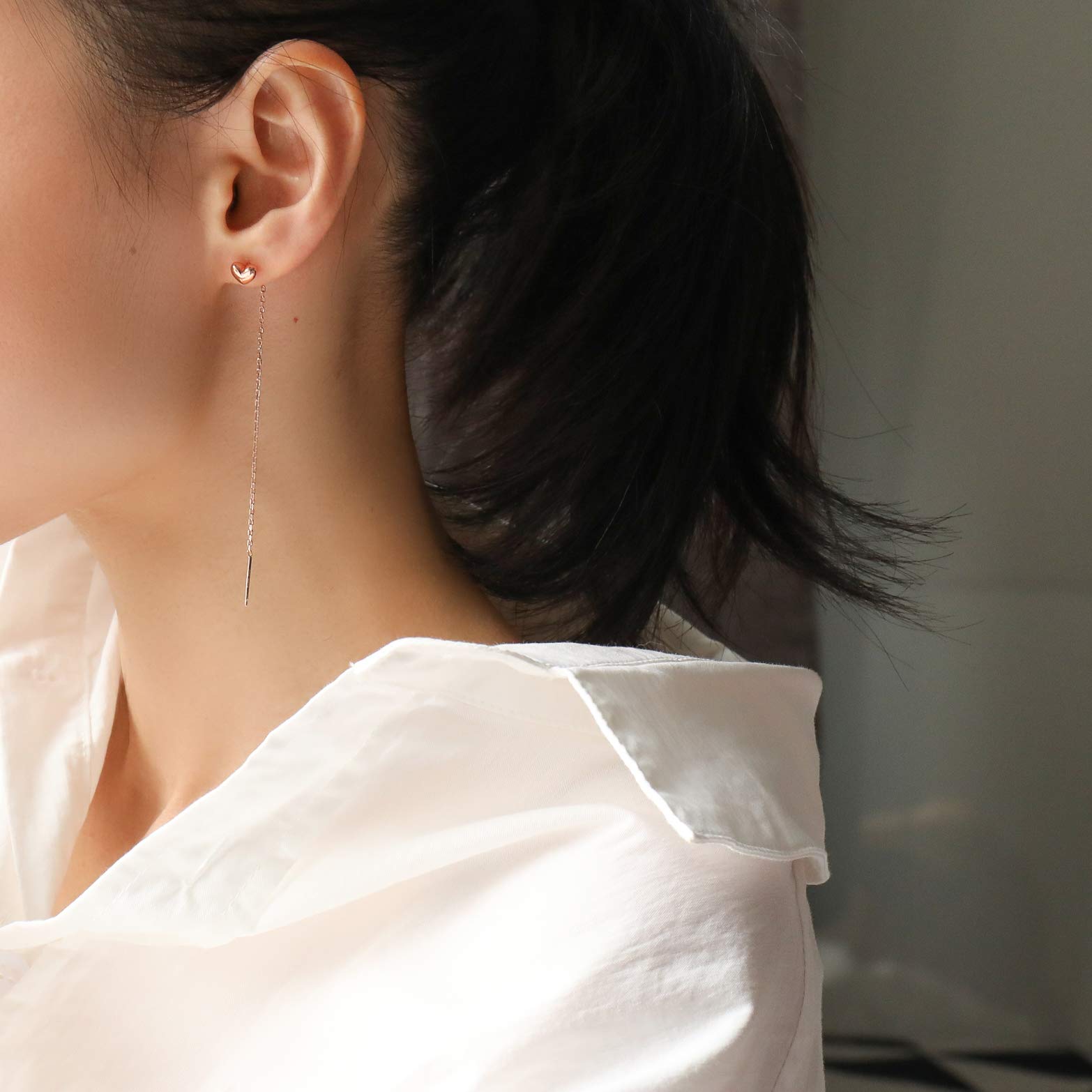 Elegant S.Leaf Sterling Silver Stud Earrings for Women - 14K Gold Plated Tiny Heart Earrings | Dainty Minimalist Jewelry for Everyday Wear, Gift Giving & Special Occasions