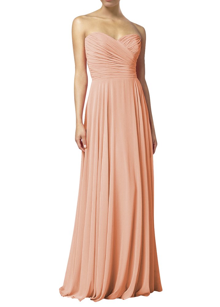 Elegant Sweetheart Neckline Chiffon Long Evening Dress for Women - Perfect for Bridesmaid, Prom, and Formal Events | Flowy & Romantic Design for Weddings, Parties, and Special Occasions