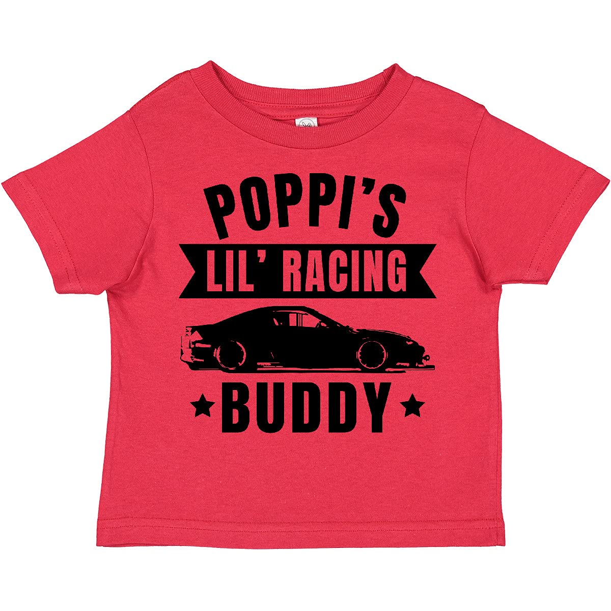 Inktastic Poppis' Lil' Racing Buddy Toddler T-Shirt with Car Silhouette - Cute Graphic Tee for Boys & Girls - Perfect for Playdates, Birthday Parties & Family Outings