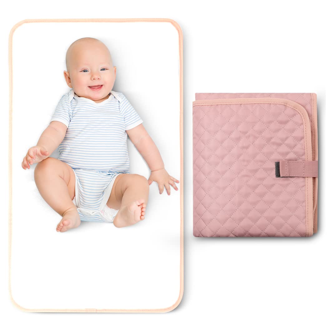 Lekebaby Washable Foldable Waterproof Baby Changing Pad - Soft Portable Diaper Changing Mat for Nursery, Travel & On-the-Go (Pink)
