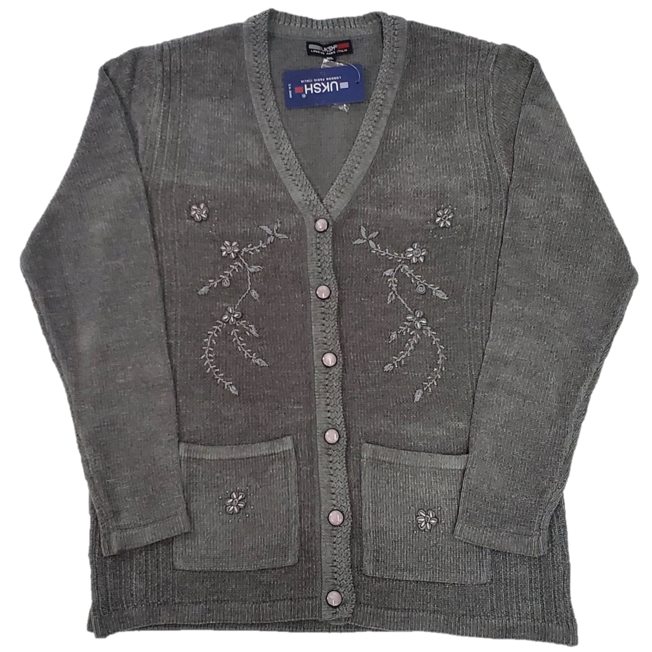 Women's Soft Chenille Embroidery Fashion Cardigan Sweater - Cozy Knit Pullover for Fall/Winter, Office Wear & Casual Outfits