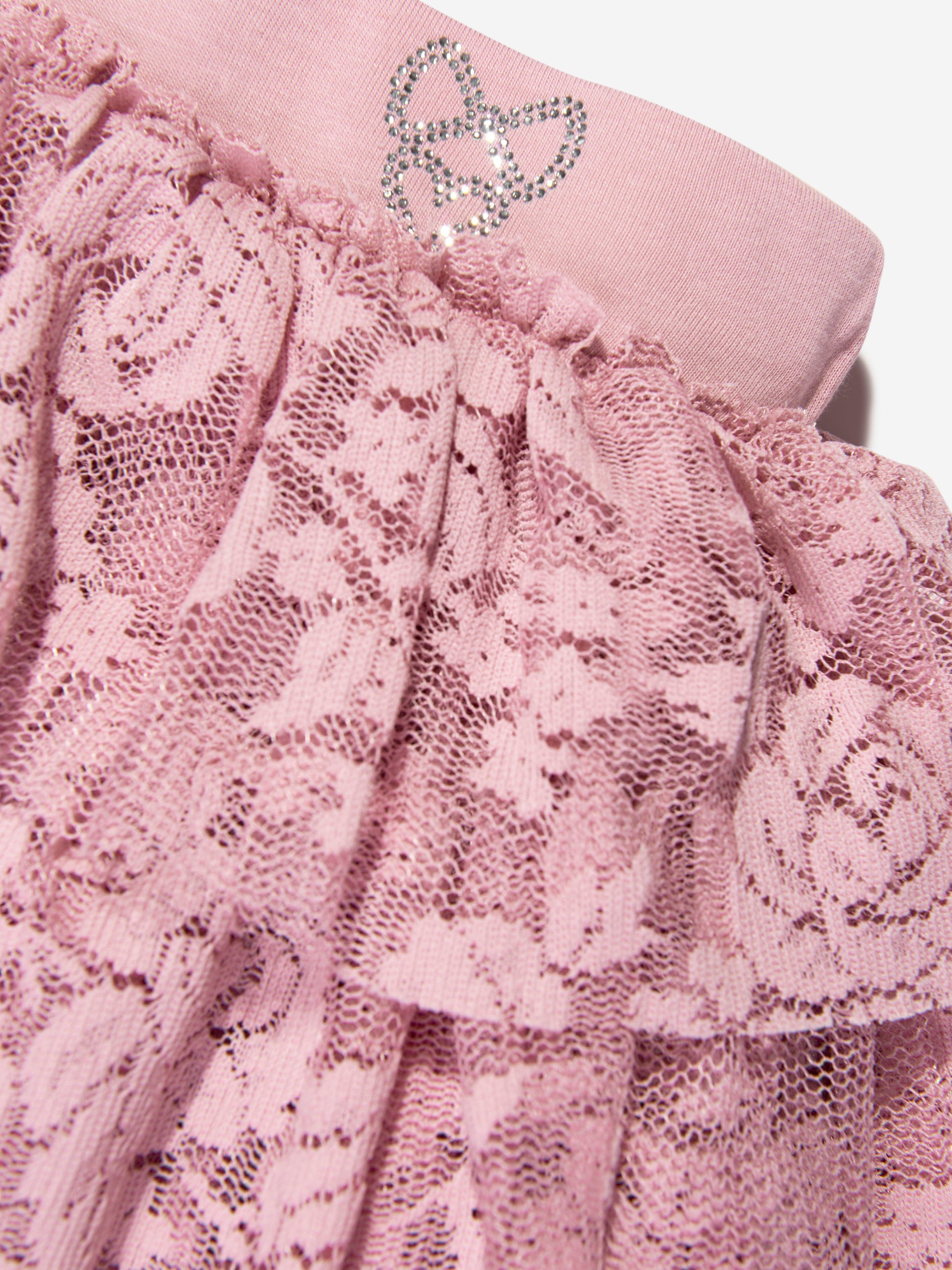 Angels Face Girls Abbie Lace Skirt - Pink Floral Embroidered Tutu Dress for Toddler & Kids, Perfect for Birthday Party, Photo Shoot & Special Occasions