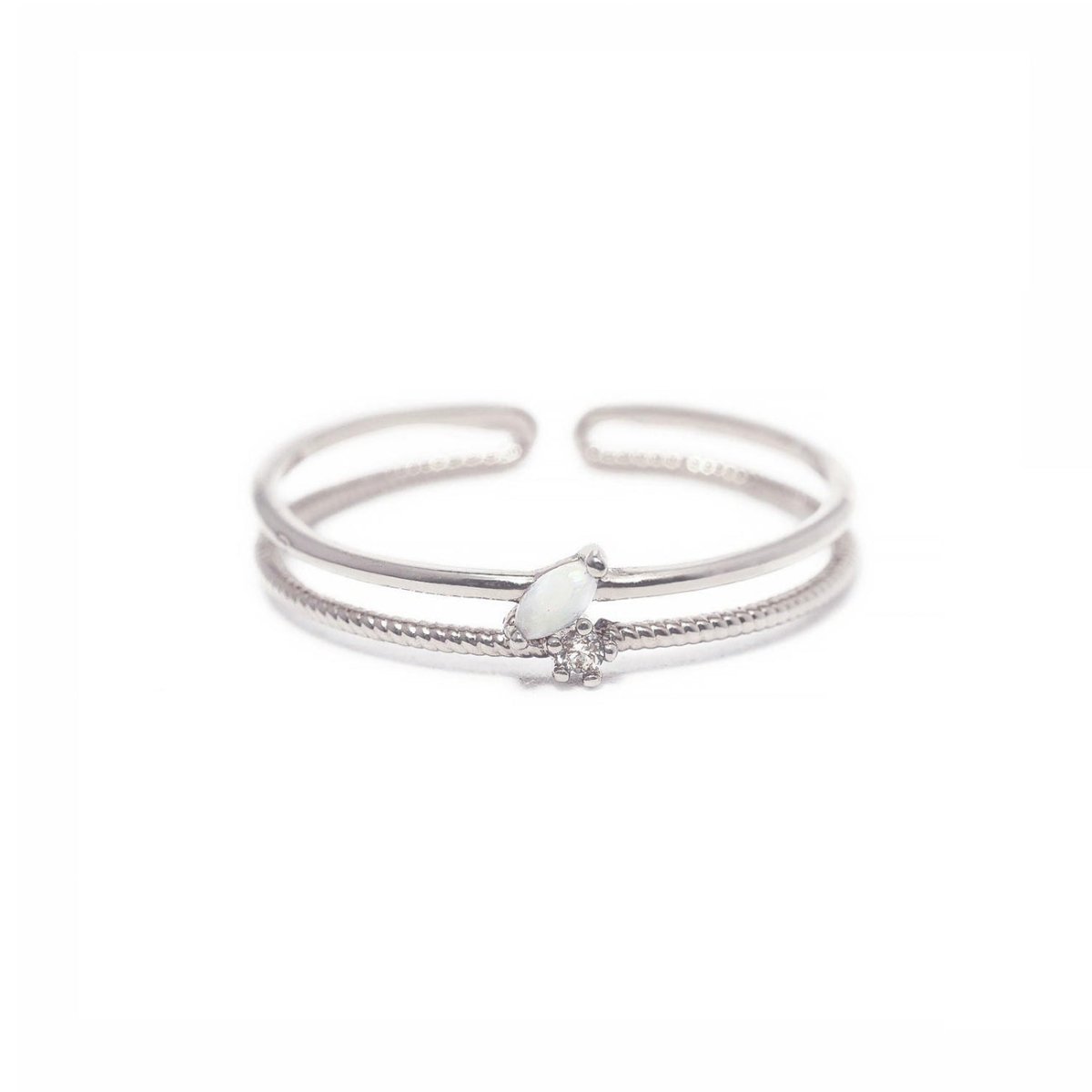 Opal Double Band Ring for Women - Dainty & Elegant Stackable Rings - Perfect for Everyday Wear, Gift Giving & Special Occasions