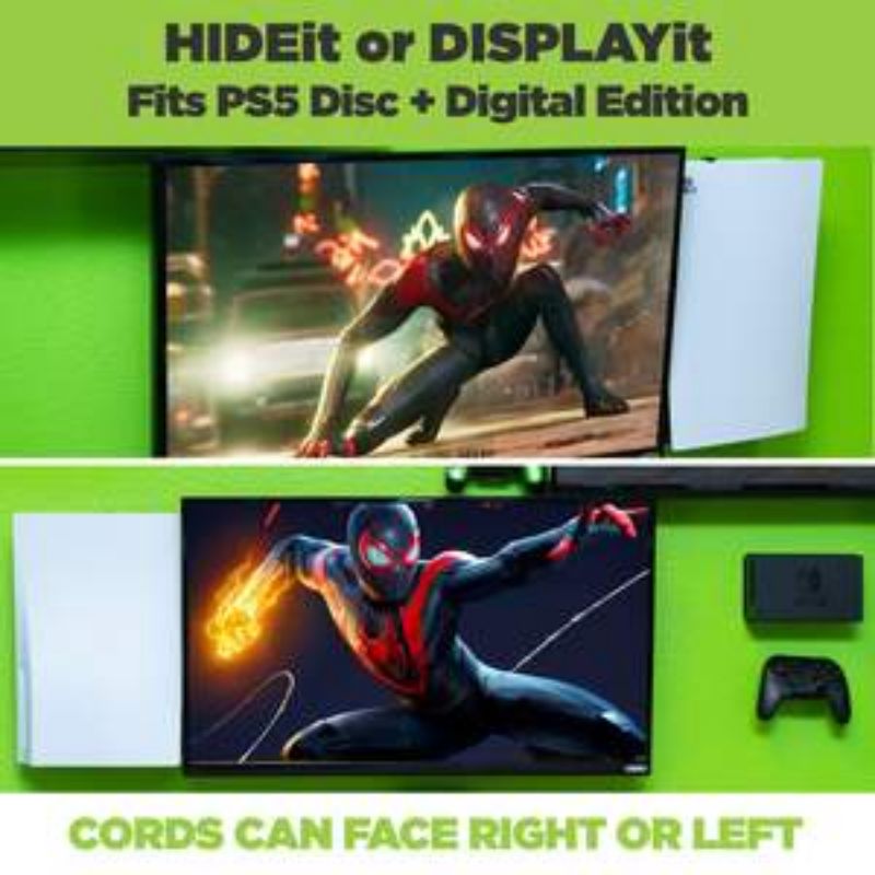 HIDEit PS5 Wall Mount Bracket - Secure & Space-Saving Vertical Stand for PlayStation 5 & PS5 Digital Edition - Perfect for Gaming Rooms & Home Theater Setup