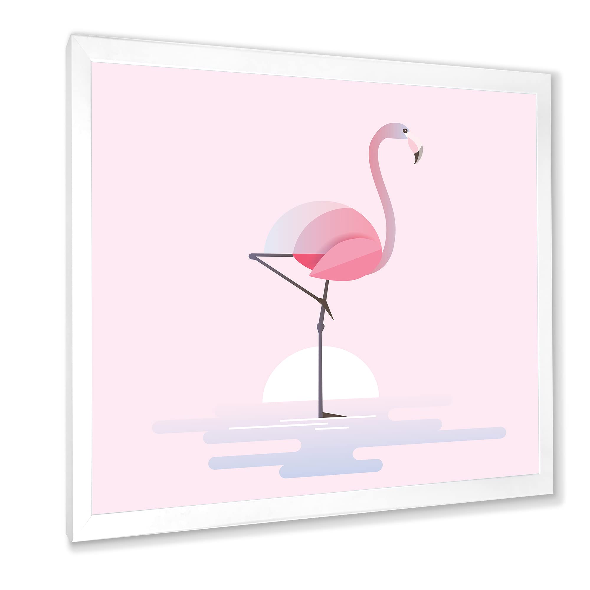 DesignQ Standing Pink Flamingo Farmhouse Framed Wall Art - Tropical Home Decor for Living Room, Bedroom & Office - Perfect for Coastal, Boho & Farmhouse Style Interiors