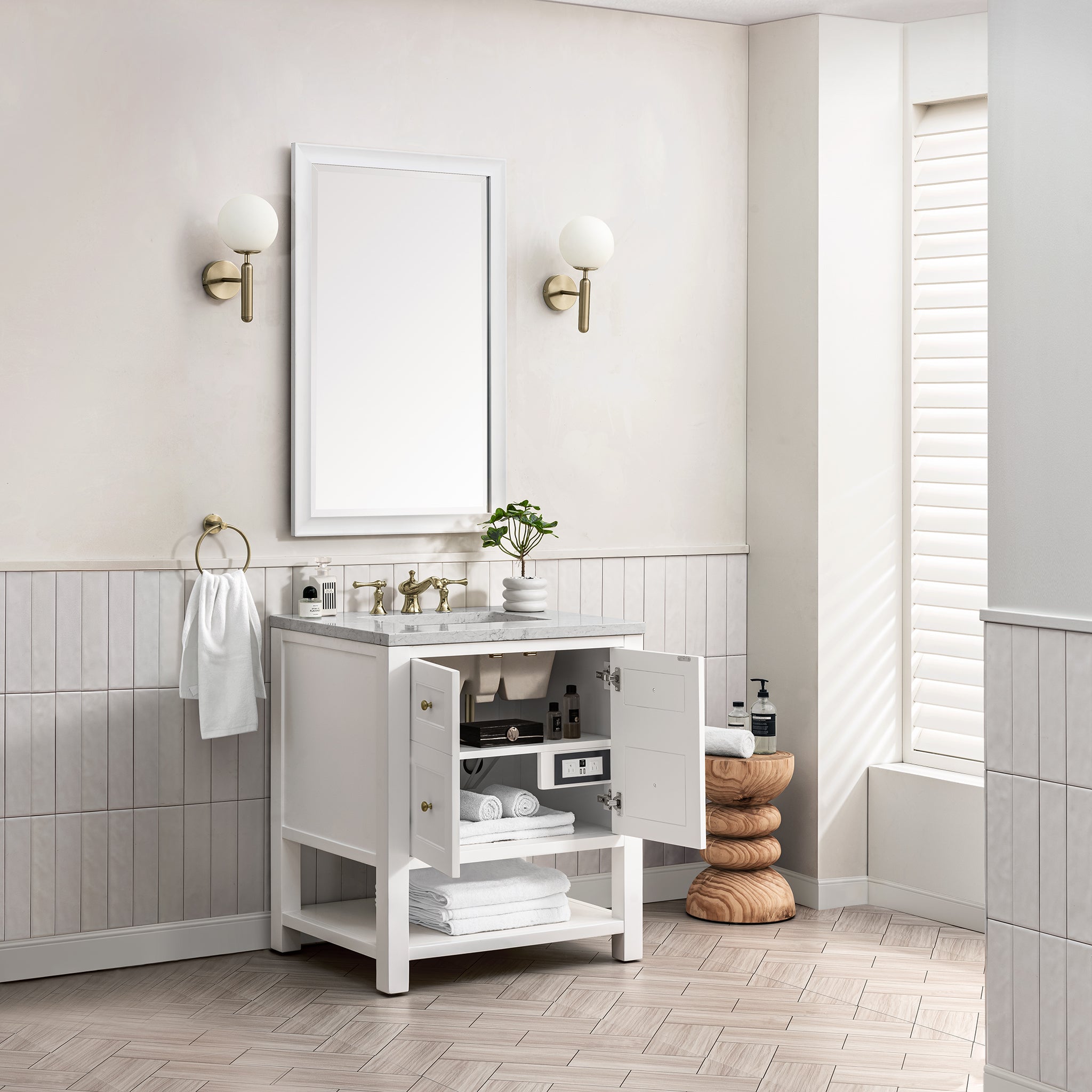 Breckenridge 30 Inch Single Bathroom Vanity in Bright White - Modern Sink Cabinet for Small Spaces, Powder Rooms & Guest Baths
