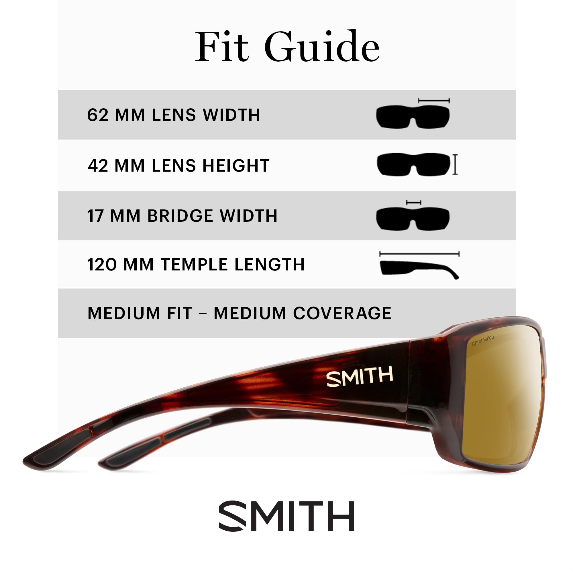 SMITH Guide’s Choice Polarized Sports Sunglasses for Men & Women - Tortoise Frame with Bronze ChromaPop Glass Mirror Lenses - Perfect for Biking, Running, Fishing, Hiking & Outdoor Activities
