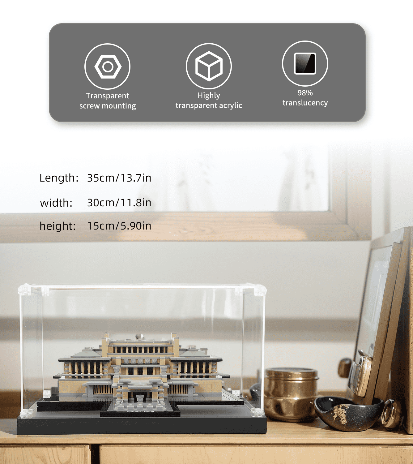 Lego Architecture Imperial Hotel 21017 Display Case - Premium Acrylic Showcase for Collectible Lego Sets - Perfect for Home Decor, Office Display & Gift Giving