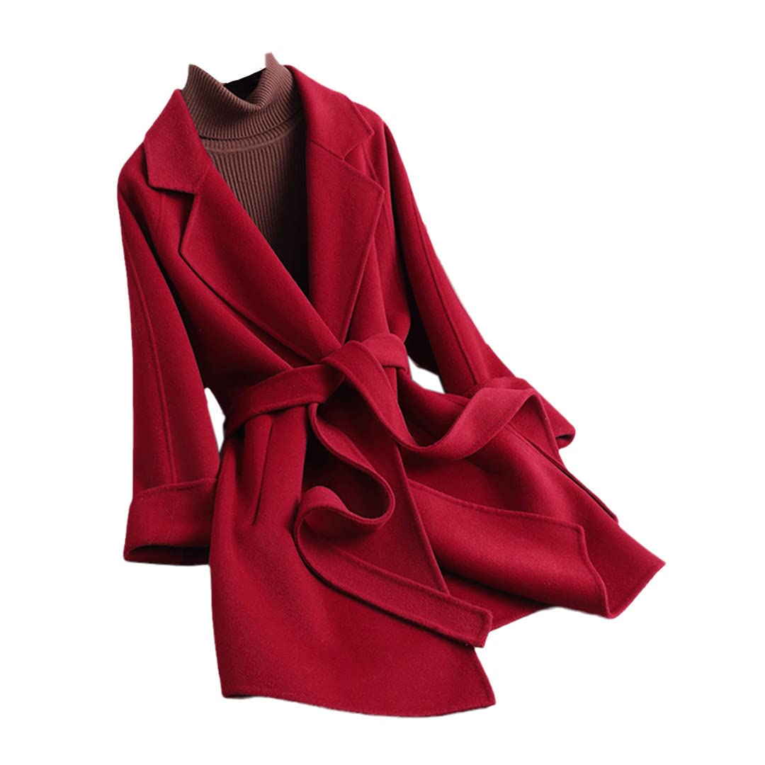 Luxury Winter Cashmere Wool Belt Coat for Women - Warm & Stylish Trench Coat for Spring & Autumn - Perfect for Office, Travel, and Formal Occasions
