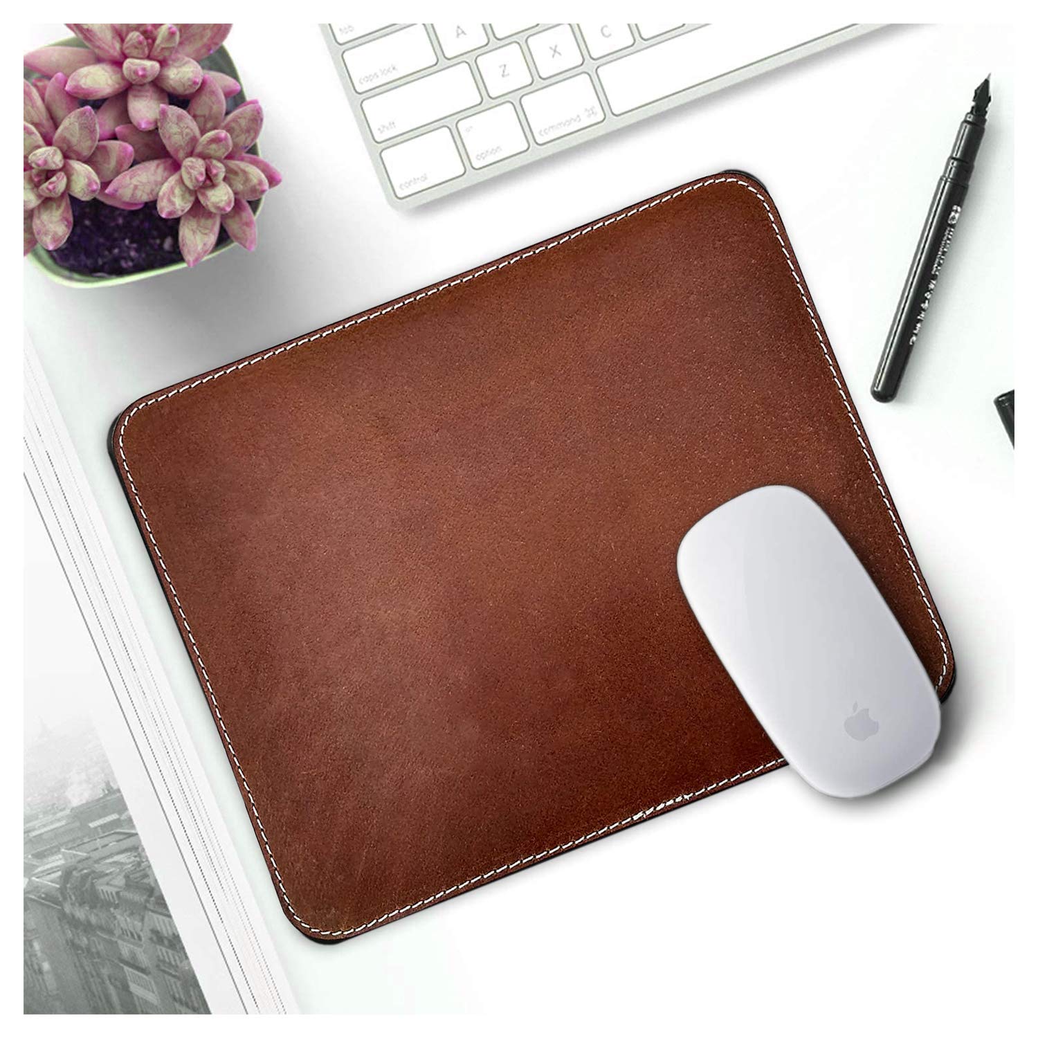 Premium Handmade Leather Mouse Pad for Laptop, PC & Gaming - Rustic Town Executive Desk Mat for Office & Home Workspace - Perfect for Apple Mac, Windows Computers & Gaming Setups