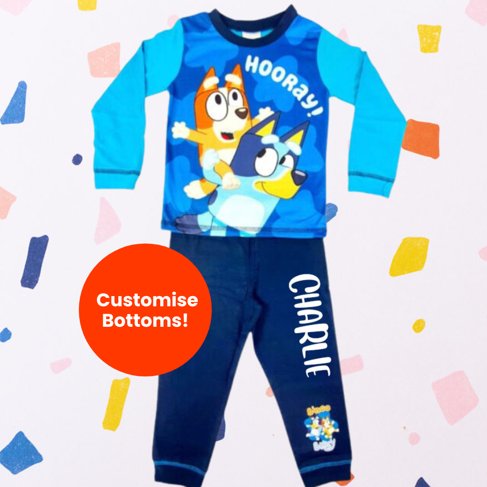 Bluey Hooray Kids Pajama Set - Soft Cotton Sleepwear for Boys & Girls - Perfect for Bedtime, Sleepovers and Family Movie Nights