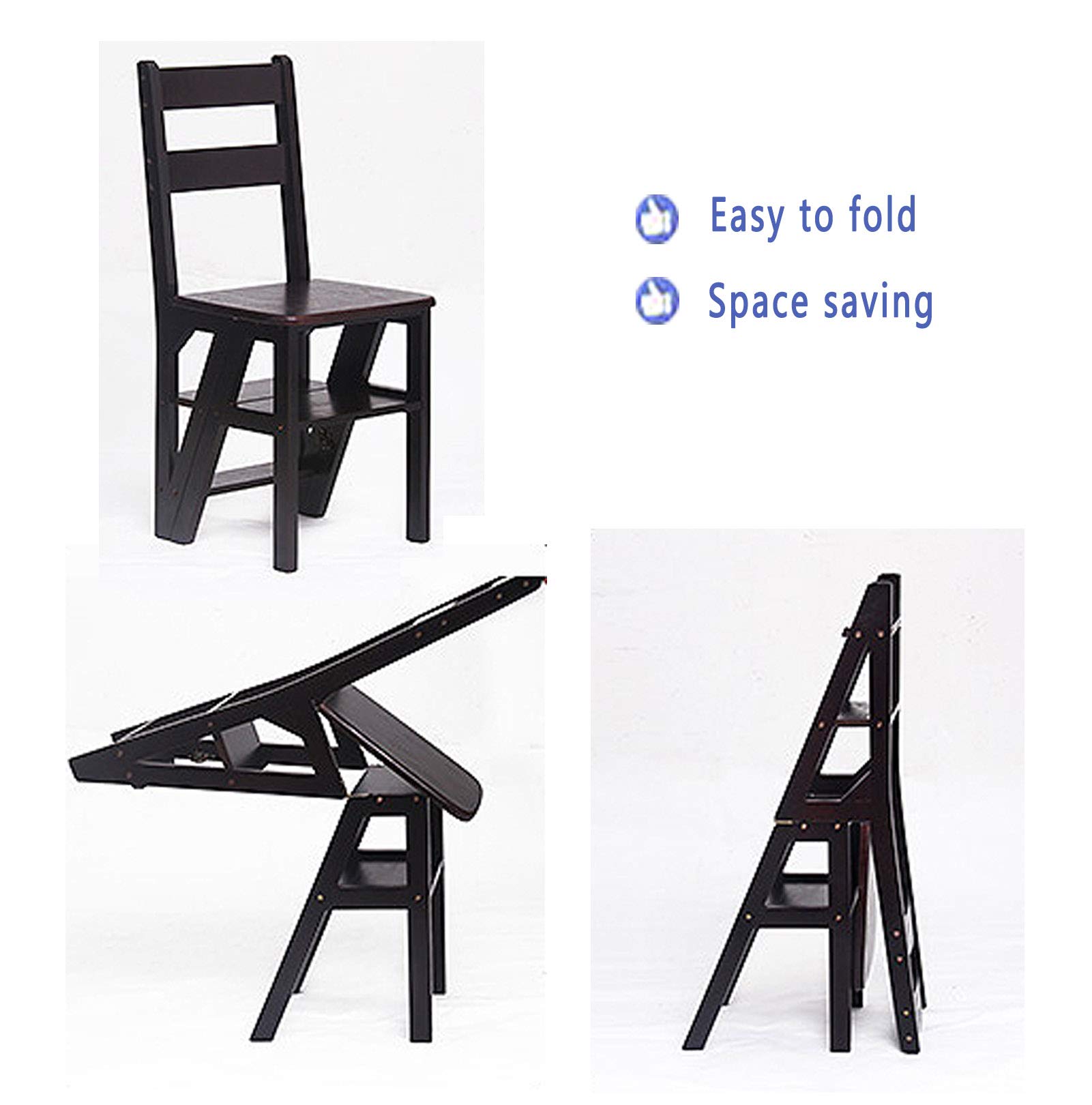 OURECO 4-Step Wooden Folding Ladder Stool - Pine Wood Step Stool for Home, Kitchen, Bathroom & Garage - Compact Foldable Ladder for Easy Storage & Portability - Perfect for Reaching High Shelves, Changing Light Bulbs & Home Organization