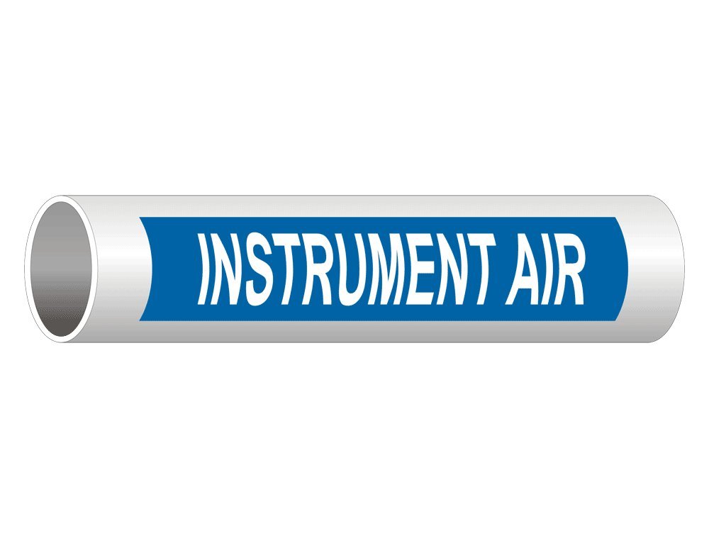 8x2 Inch Vinyl Pipe Label Decals - 5 Pack Instrument Air Pipe Markers with White Text on Blue Background | OSHA Compliant Pipe Identification for Industrial, HVAC & Plumbing Systems