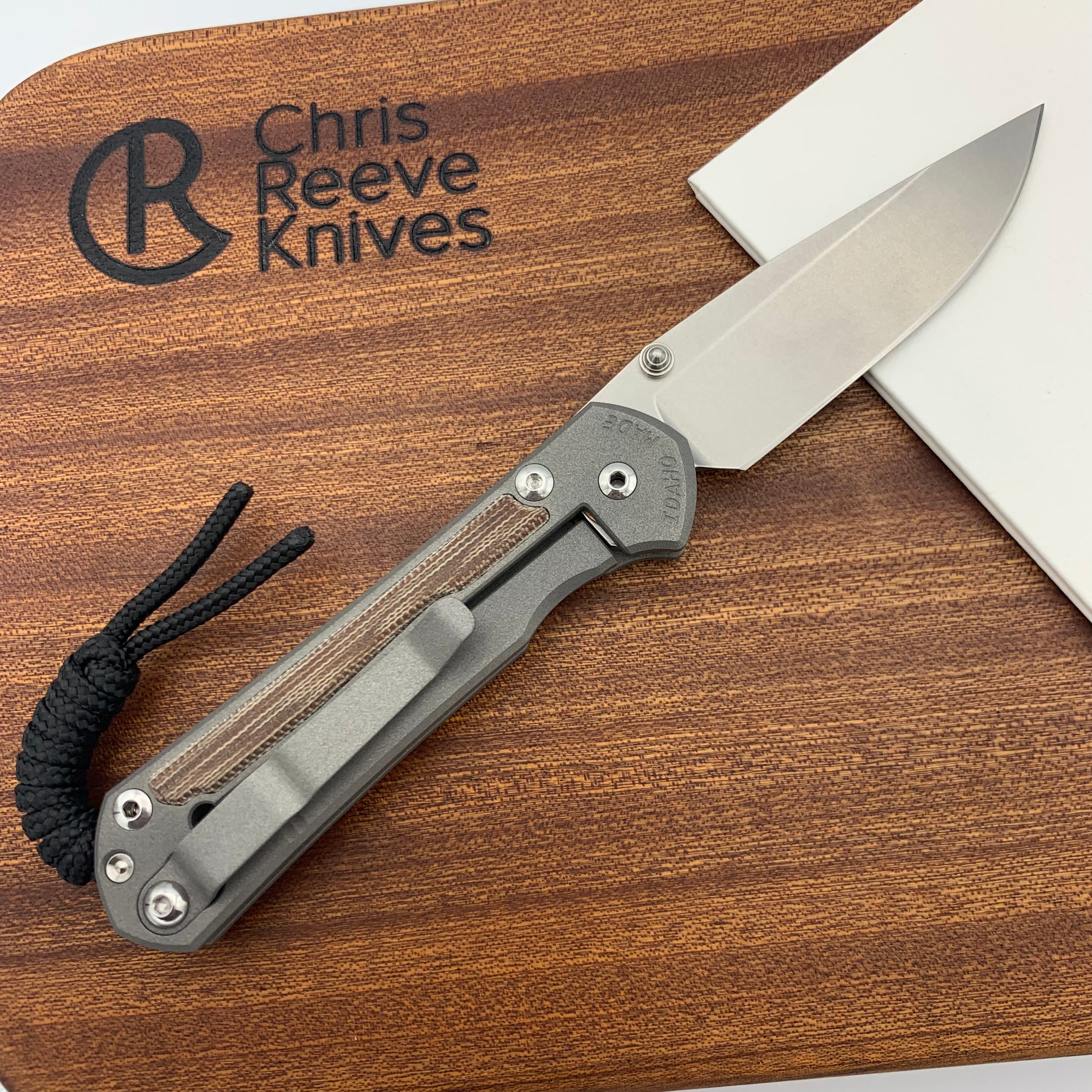 Chris Reeve Knives Small Sebenza 31 Magnacut Drop Point Folding Knife with Double Silver Lug & Natural Canvas Micarta Inlays - EDC, Camping, Outdoor Survival Tool