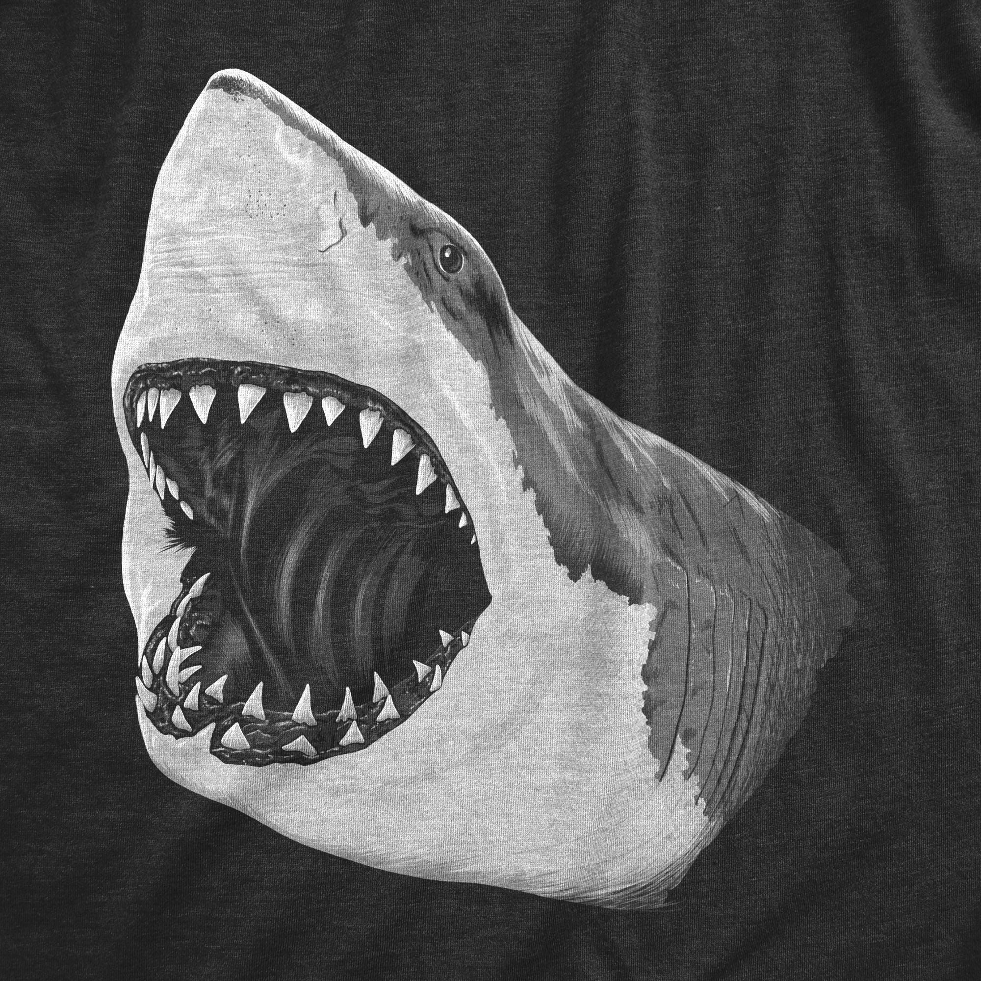 Men's Great White Shark Graphic T-Shirt - Cool Jaws Attack Design with Pearly Teeth - Perfect for Beach, Surfing & Casual Wear