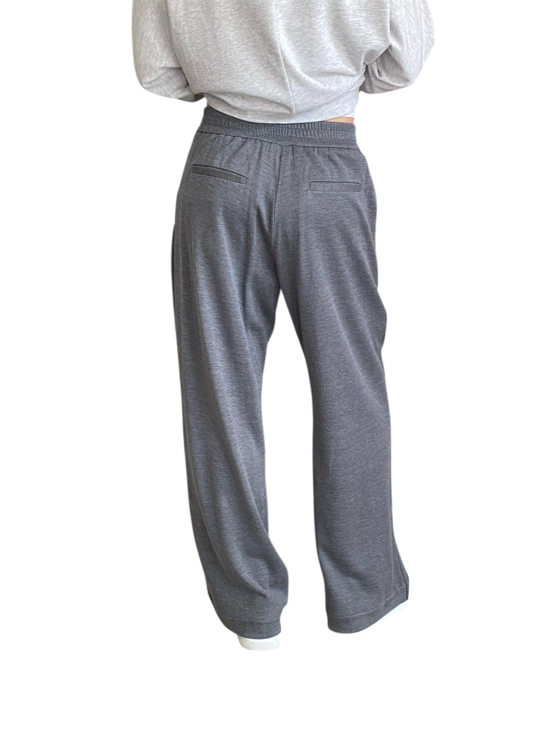 Brunello Grey Wide Leg Monili Pants for Women - Comfortable High Waist Palazzo Trousers for Office, Travel & Casual Wear