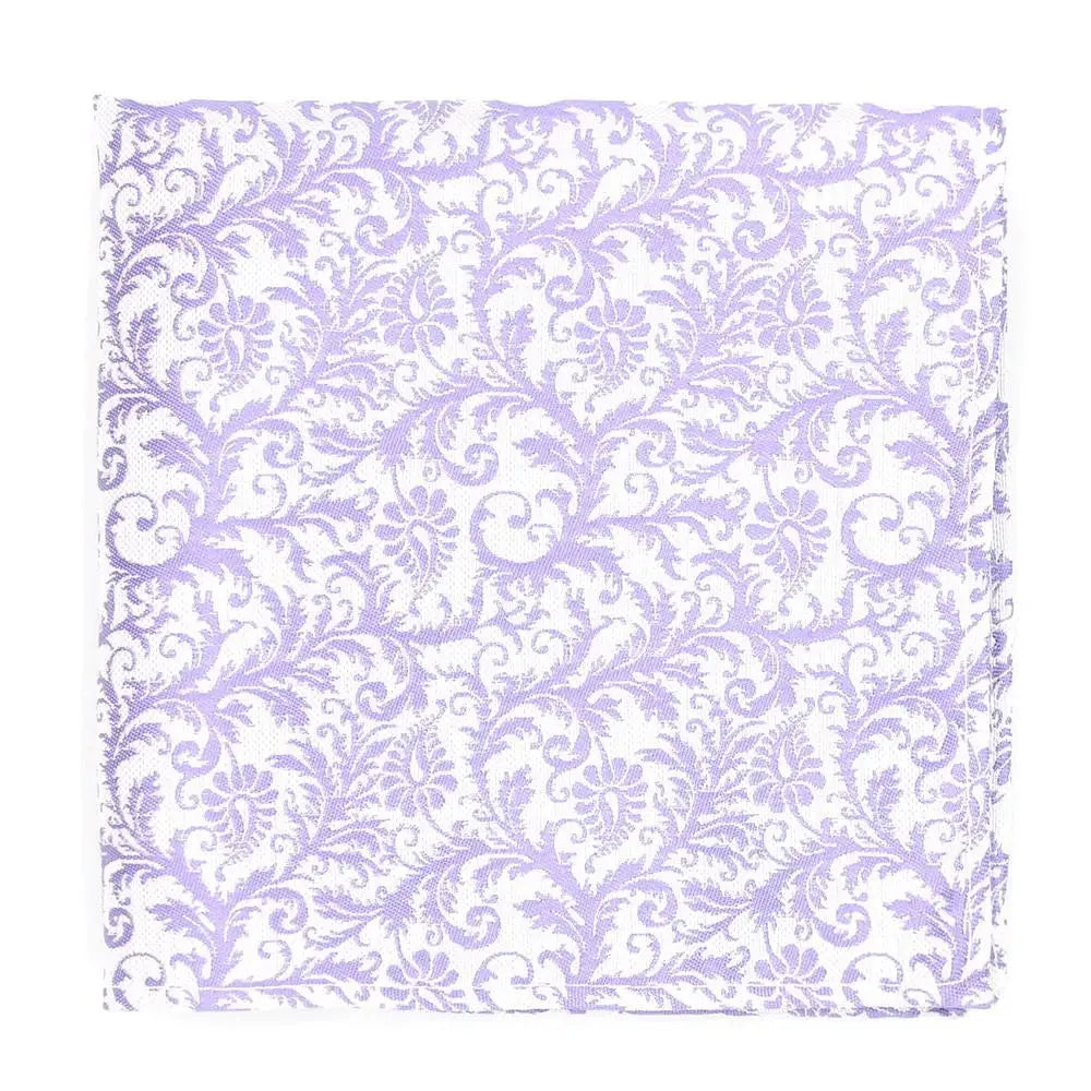 L A Smith Violet Wedding Floral Paisley Tie and Pocket Square Set for Groom, Best Man & Formal Occasions - Elegant Silk Accessories for Weddings, Prom & Business Events