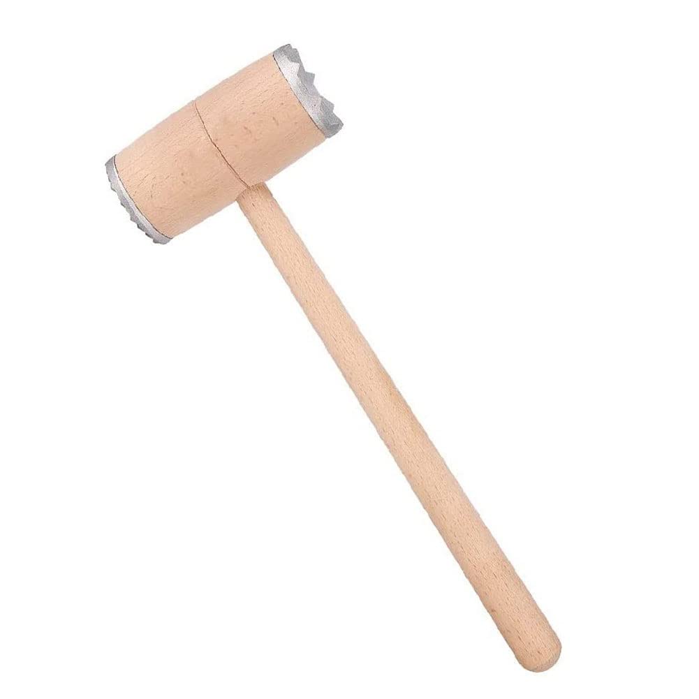 Premium Wooden Meat Tenderizer Hammer - Heavy Duty Stainless Steel Teeth Mallet for Steak & Poultry - Ergonomic Comfort Grip Kitchen Tool for Grilling, BBQ & Home Cooking