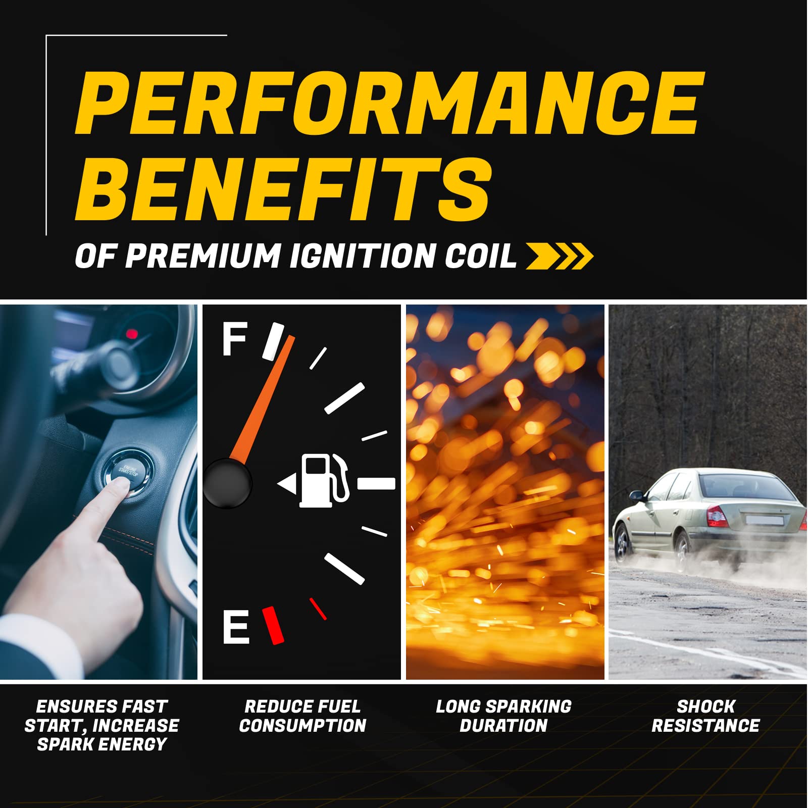 Ignition Coil & 4 Iridium Spark Plugs Replacement Kit for 2000-2007 Oldsmobile Alero, Pontiac Grand Am Sunfire, Saturn Ion L100 L200, Chevrolet Cavalier Malibu Cobalt 2.2L L4 - UF301 Compatible - Perfect for Engine Tune-Up & Performance Enhancement