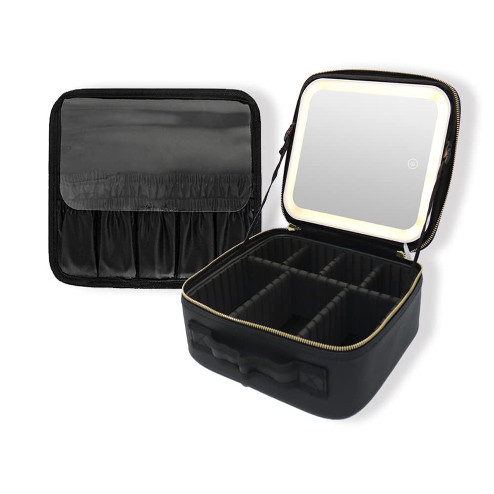 **Professional Travel Makeup Train Case with Large LED Mirror & Adjustable Brightness – 3 Color Options, Portable Cosmetic Organizer with Dividers for Storage – Perfect for Travel, Salon, and Home Beauty Organization**
