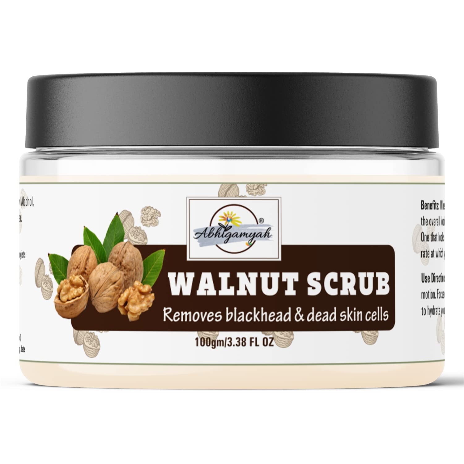 ABHIGAMYAH Walnut Face Scrub for Blackhead Removal & Exfoliation - 100g (Pack of 1) - Deep Cleansing for Smooth Skin, Perfect for Daily Skincare Routine