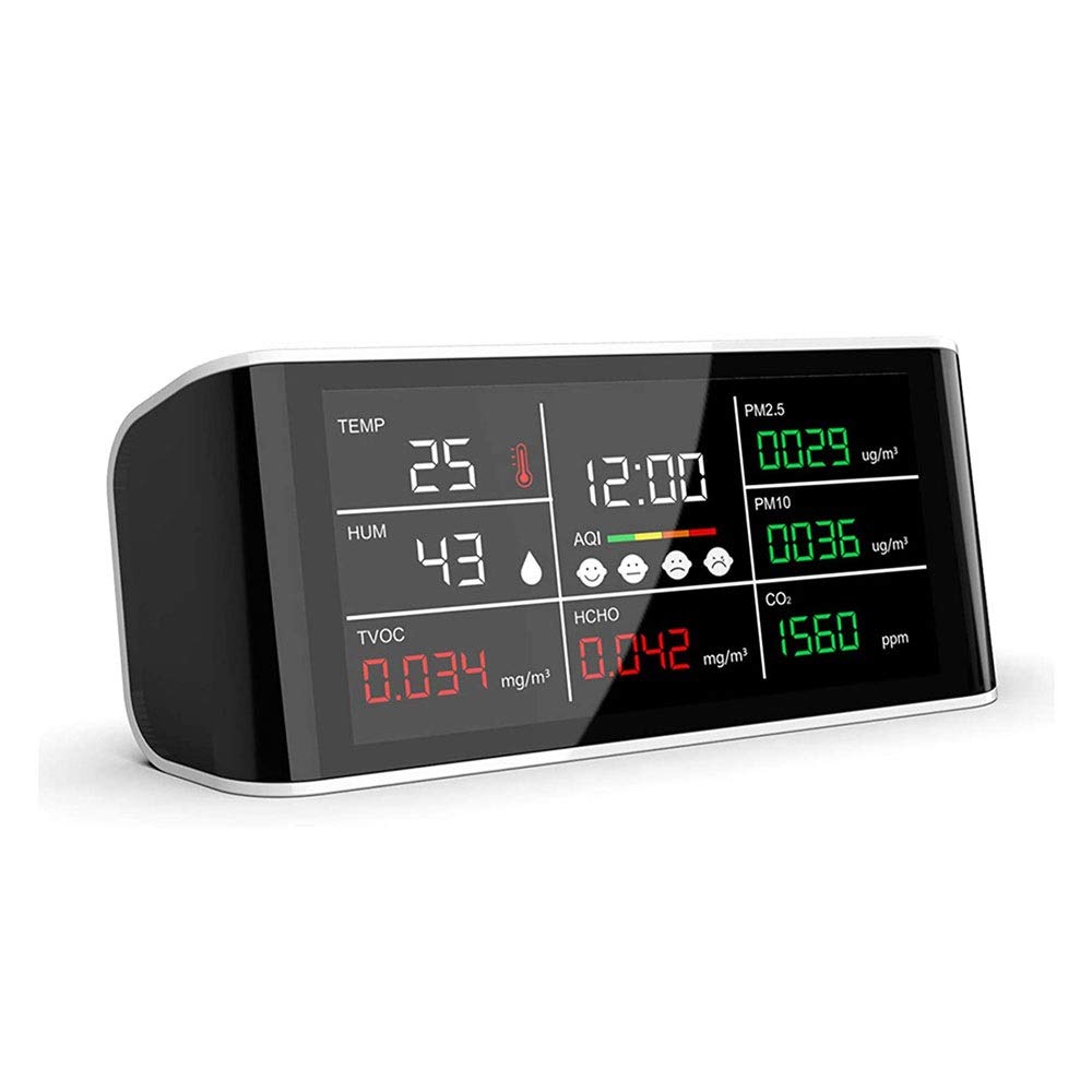Wan Qin Air Quality Monitor - Accurate CO2, Formaldehyde (HCHO), TVOC Detector | Real-Time Air Gas Tester for Home, Office | Indoor Air Pollution Measurement | Perfect for Nursery Rooms, Gyms & Workplaces