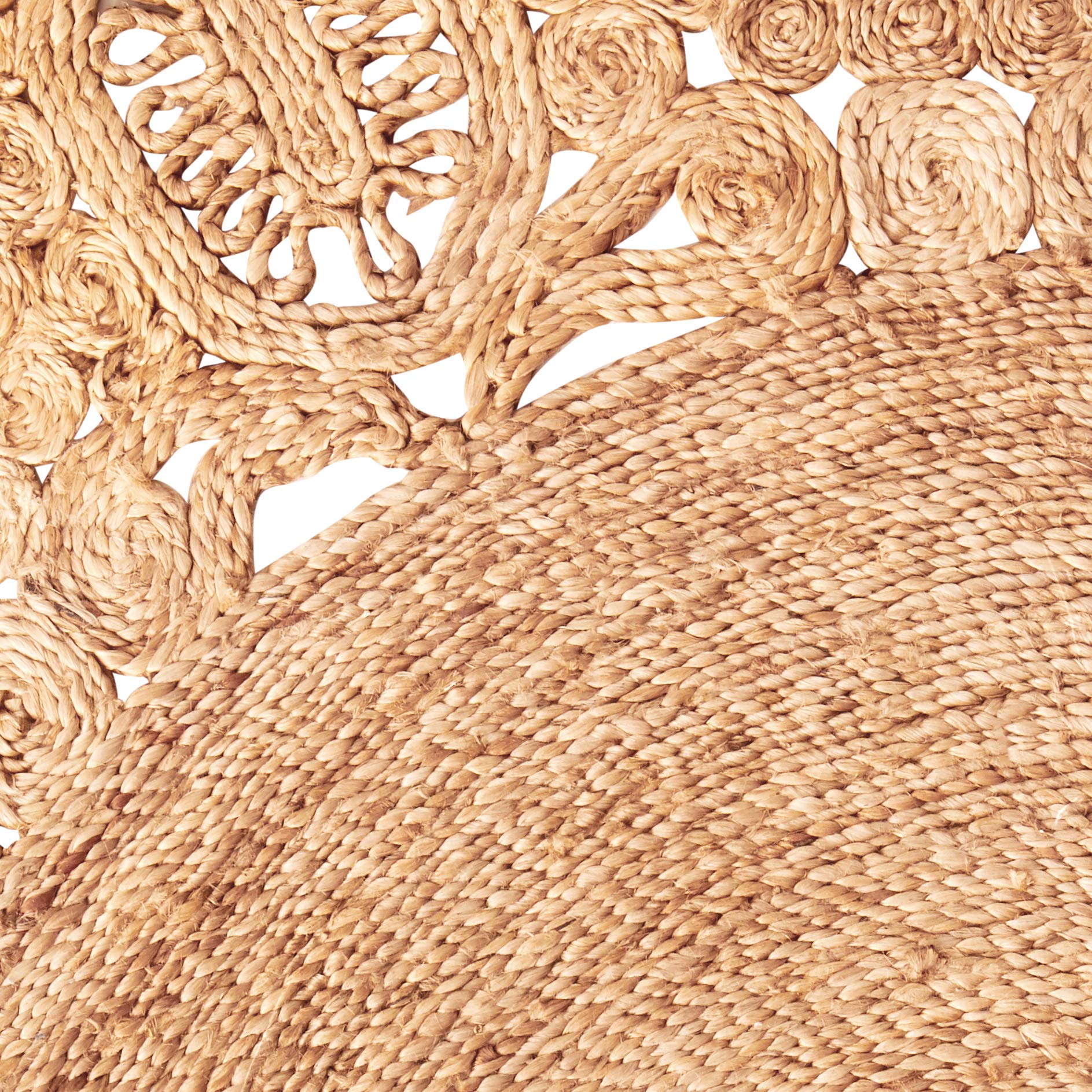 LR Home Natural Jute 6ft Round Braided Area Rug - Boho Farmhouse Style Indoor Carpet for Living Room, Bedroom, Playroom Decor | Eco-Friendly Home Accent for Cozy Spaces & Modern Interiors