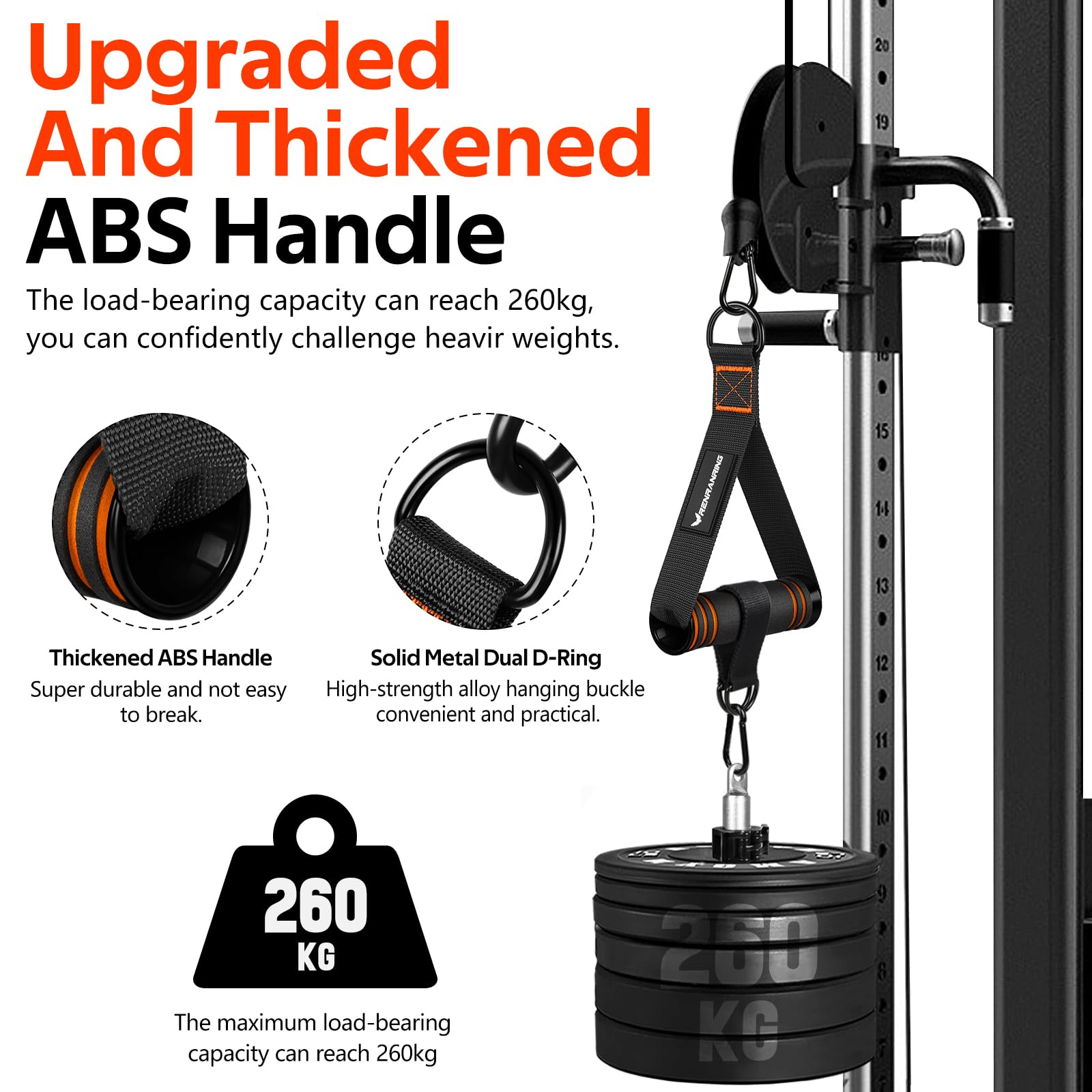 RENRANRING Gym Exercise Handles - Replacement Cable Machine Attachments for Resistance Bands & Strength Training | Pull Down Workout Accessories for Home Gym | Perfect for CrossFit, Weightlifting & Functional Training