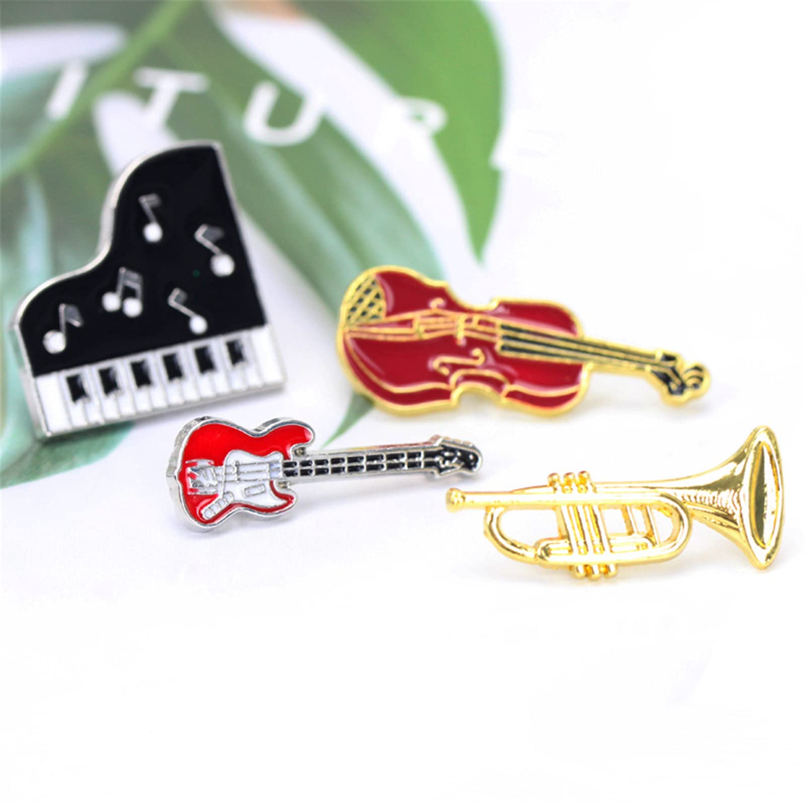 4 PCS Music Tape Enamel Pins Set - Piano Guitar Brooch for Jackets & Backpacks