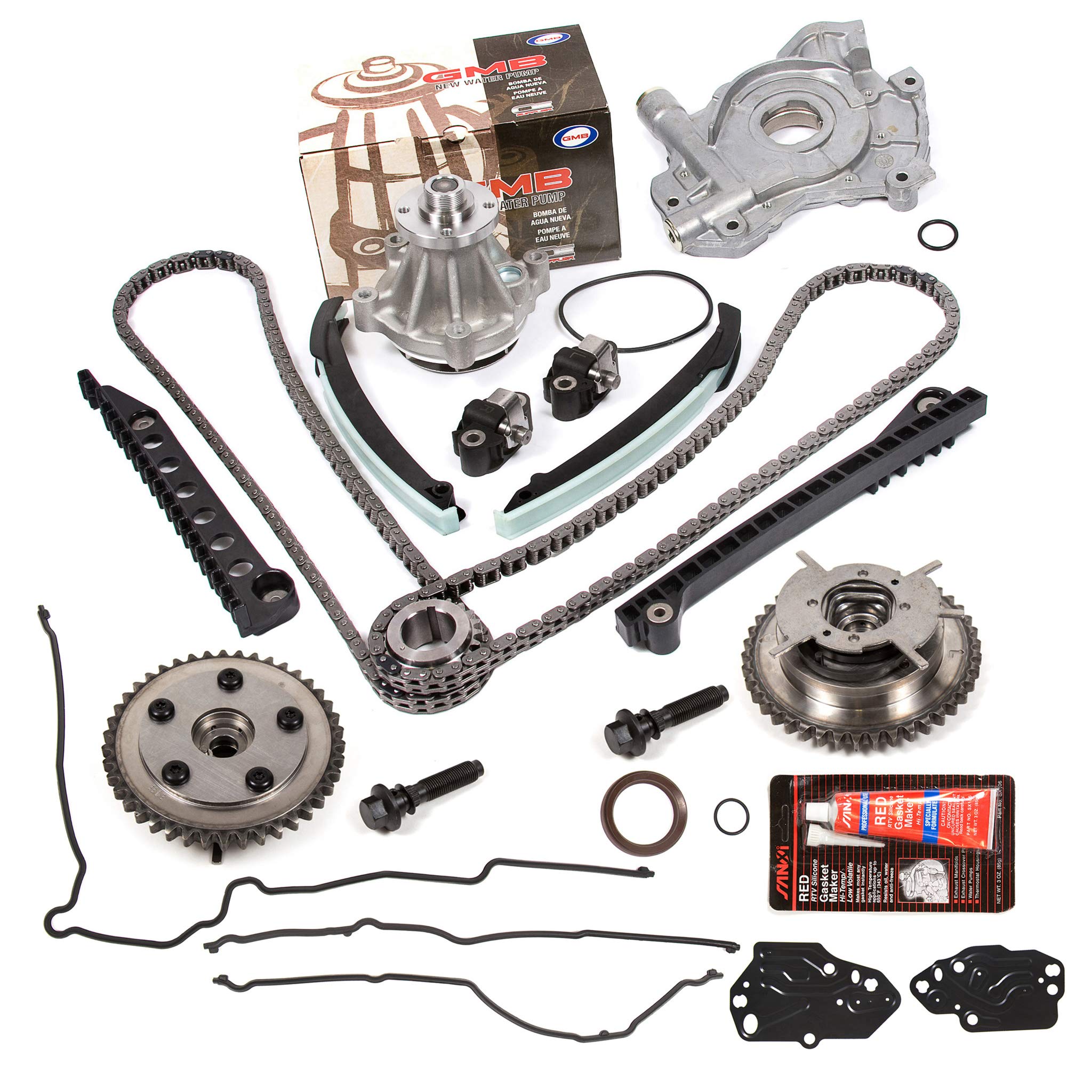 Evergreen TKTCS6068VTWOP Timing Chain Kit Compatible with 2004-2010 Ford 5.4L 3-Valve Engine - Includes Cam Phaser, Oil Pump, Water Pump & Gaskets - Perfect for Engine Rebuilds & Performance Upgrades