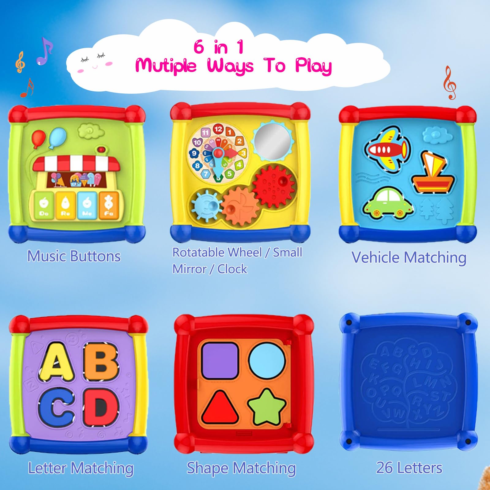 Best Musical Learning Activity Cube Toy for 1 Year Old Boys & Girls - Shape Sorter, Early Education Infant Toy for 6-18 Months - Perfect 1st Birthday & Christmas Gift for Toddlers (Ideal for Playtime, Sensory Development & Early Learning at Home)