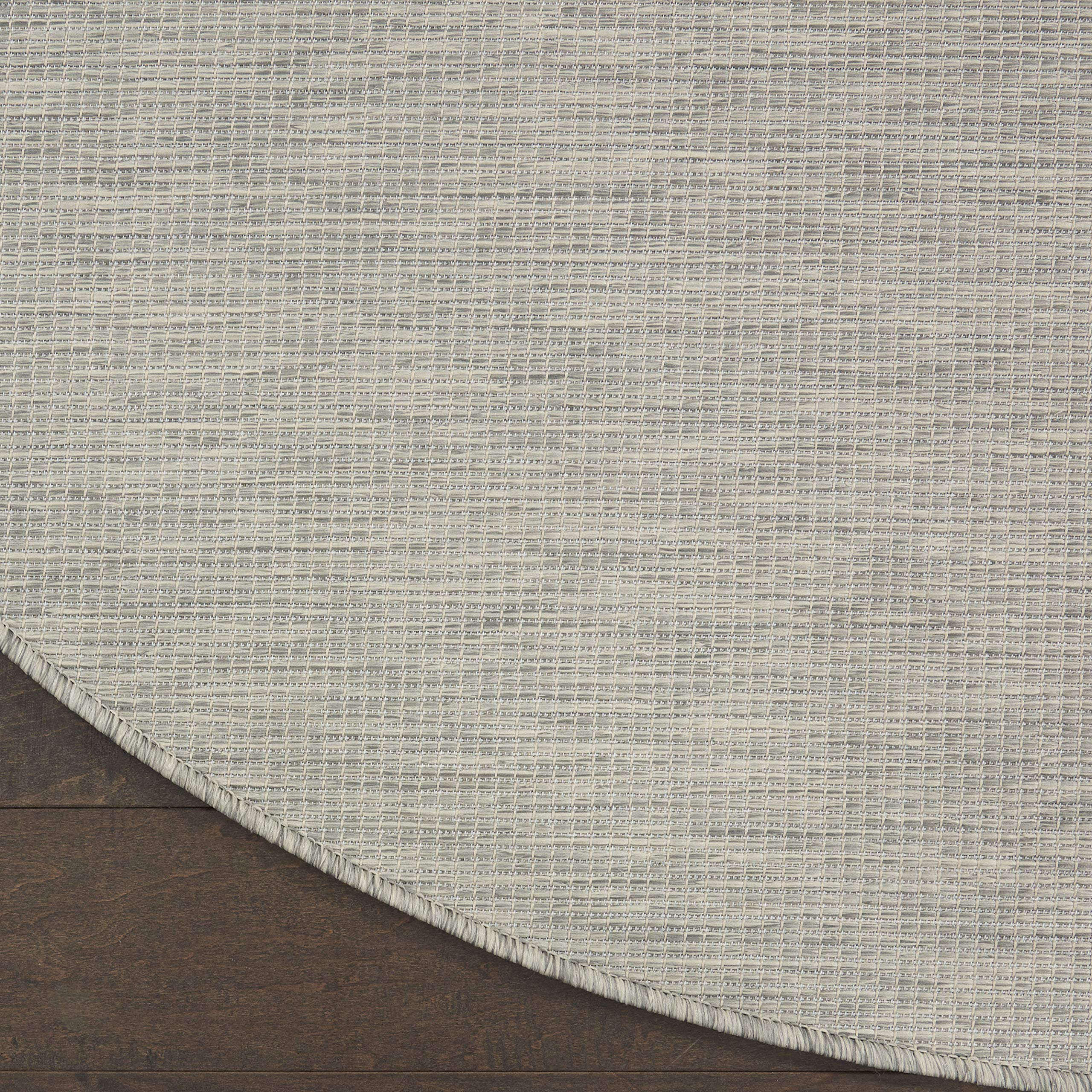 Nourison Positano 8' Round Light Grey Indoor/Outdoor Area Rug - Easy Clean, Non-Shedding for Bedroom, Living Room & Dining Room | Perfect for Backyard, Deck & Patio Use