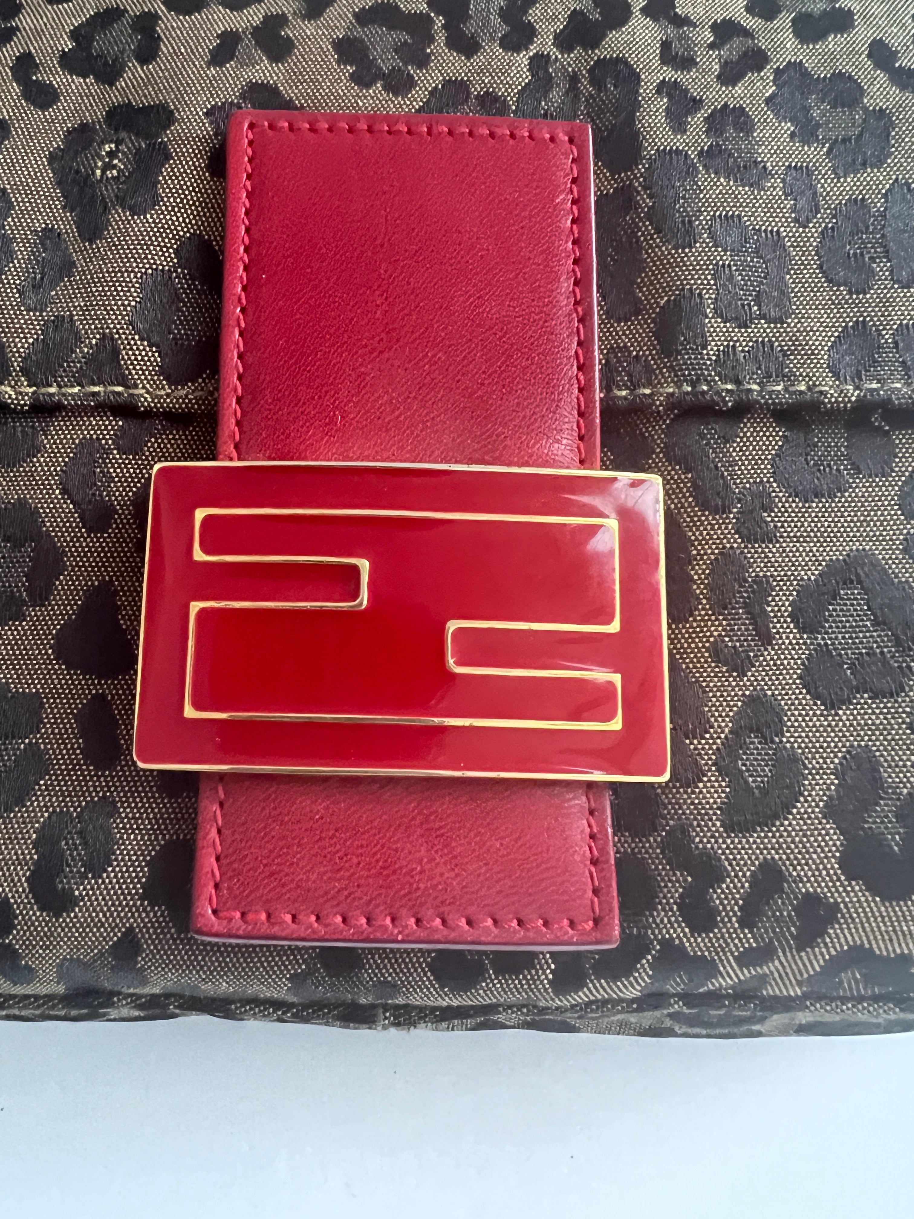 Vintage Fendi Cheetah Print Enamel Buckle Baguette Bag - Stylish Shoulder Bag for Women, Perfect for Parties, Date Nights & Fashion Events