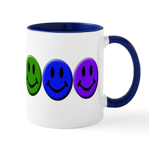 White/Navy Inside - Gay Happy Faces Mug