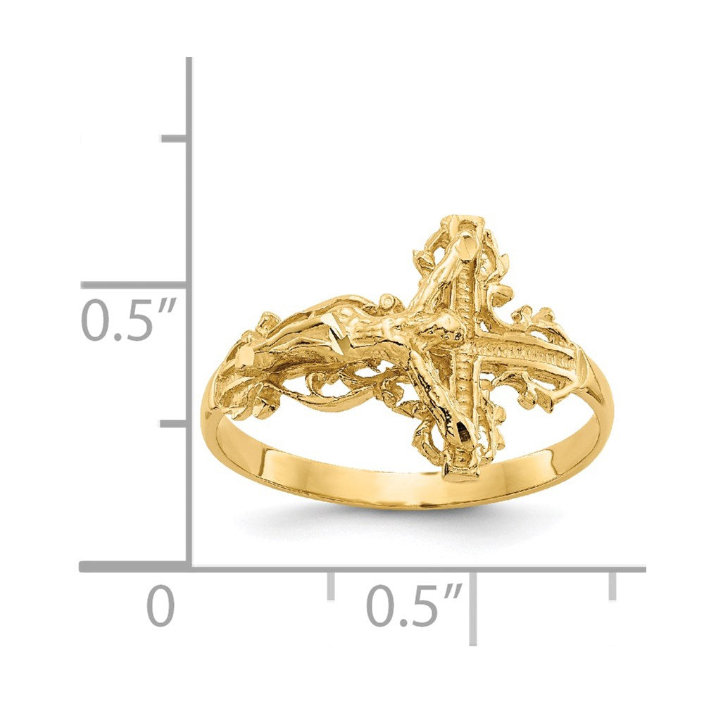 Gold Diamond Cut Crucifix Ring Model K4584 - Elegant Religious Jewelry for Men & Women - Perfect for Gifts, Weddings, and Everyday Wear