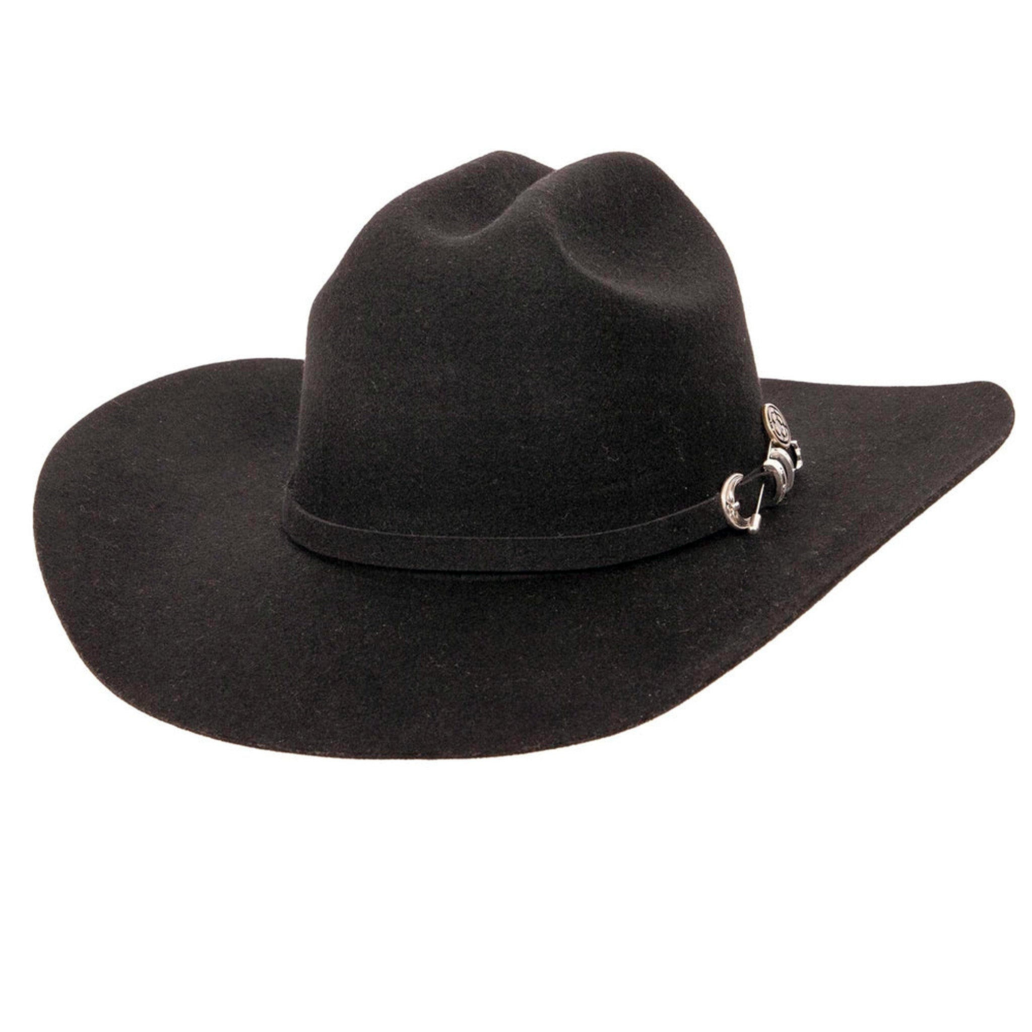 American Hat Co. Men's Black Felt Cowboy Hat - Western Style Cattleman Hat for Rodeo, Country Music Festivals & Outdoor Adventures