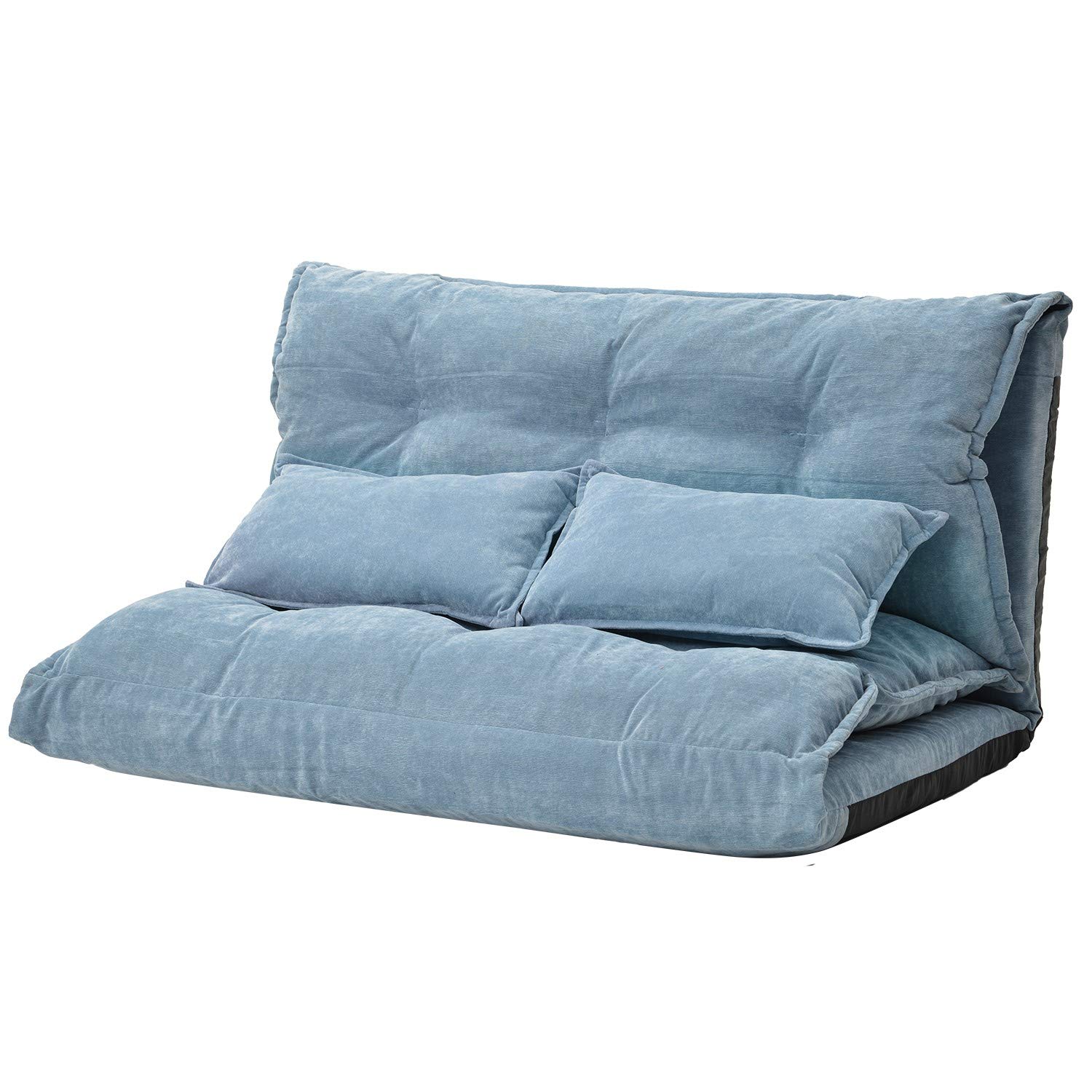 Adjustable Folding Futon Sofa Bed - Floor Couch with 2 Pillows for Living Room, Bedroom & Guest Room | Multi-Functional Leisure Sofa Bed for Relaxing & Sleeping
