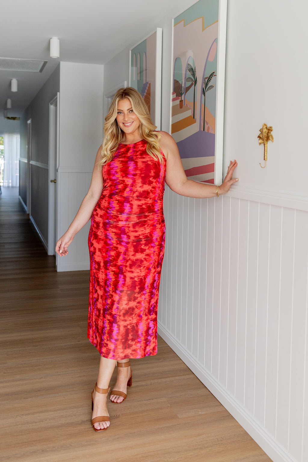 Teagan Mesh Midi Dress in Red | Flowy Summer Dress for Women | Perfect for Beach Vacations, Date Nights & Outdoor Parties