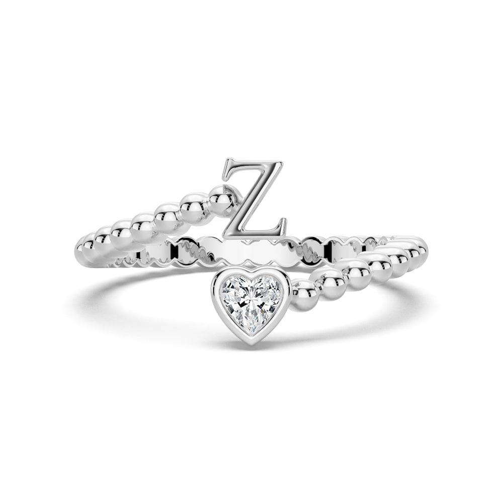 Lab Grown Diamond Personalized Initial Promise Ring for Women - Custom Engraved 14K Gold/White Gold Name Letter Ring - Perfect for Anniversaries, Engagements & Special Occasions