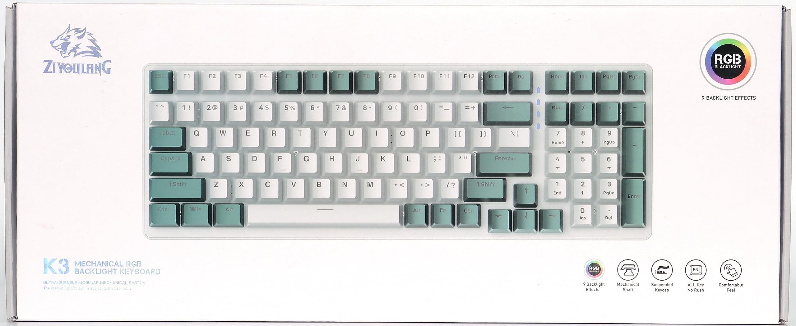 K3 PRO RGB Mechanical Gaming Keyboard - 96% Compact, Red Switch for PC/Mac/Xbox Gamers - Perfect for Esports & Office Use