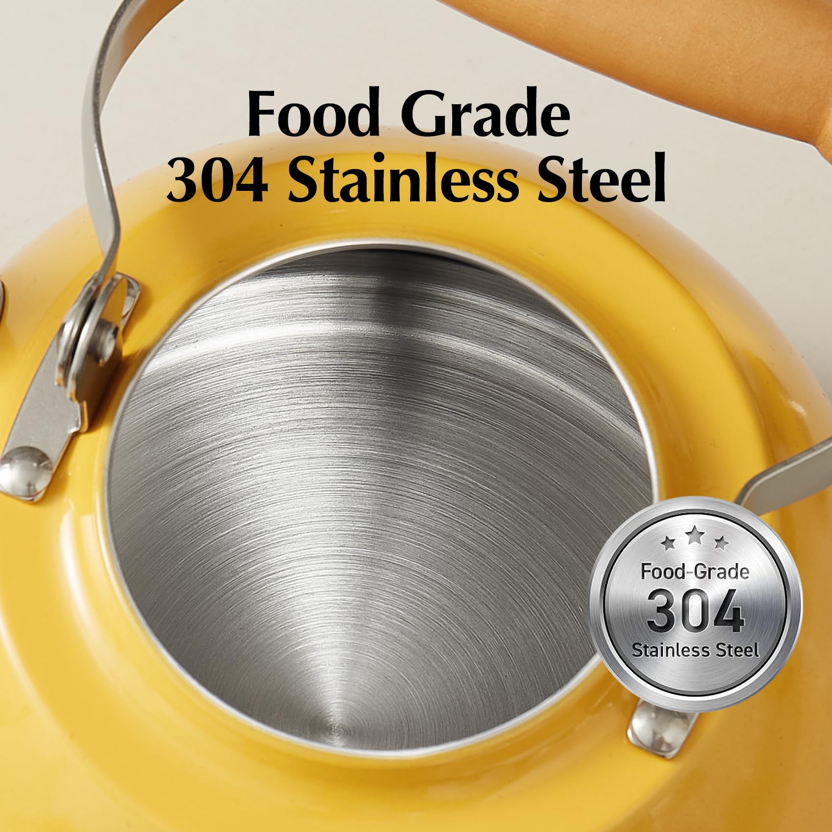 ROCKURWOK 1.6 Quart Stainless Steel Whistling Tea Kettle - Cool Touch Ergonomic Handle, Stovetop Safe, Food Grade Material (Orange) - Perfect for Home, Office, Camping & Gift Giving