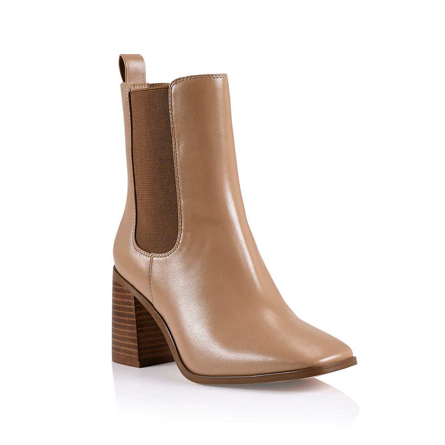 Link Chelsea Ankle Boots for Women - Dark Camel Smooth Leather - Perfect for Office, Casual Outfits & Fall/Winter Fashion