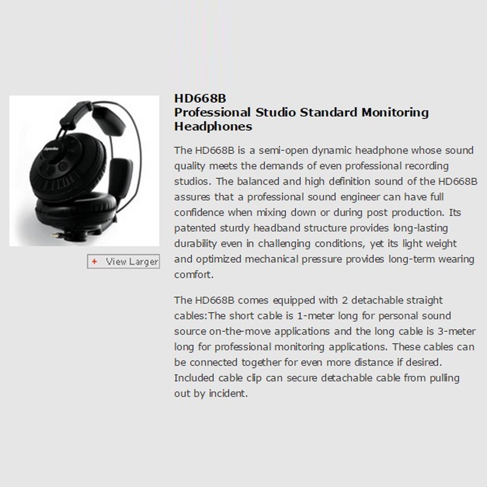Superlux HD668B Dynamic Semi-Open Studio Headphones - Professional Audio Monitoring for Music Production, Gaming & Podcasting