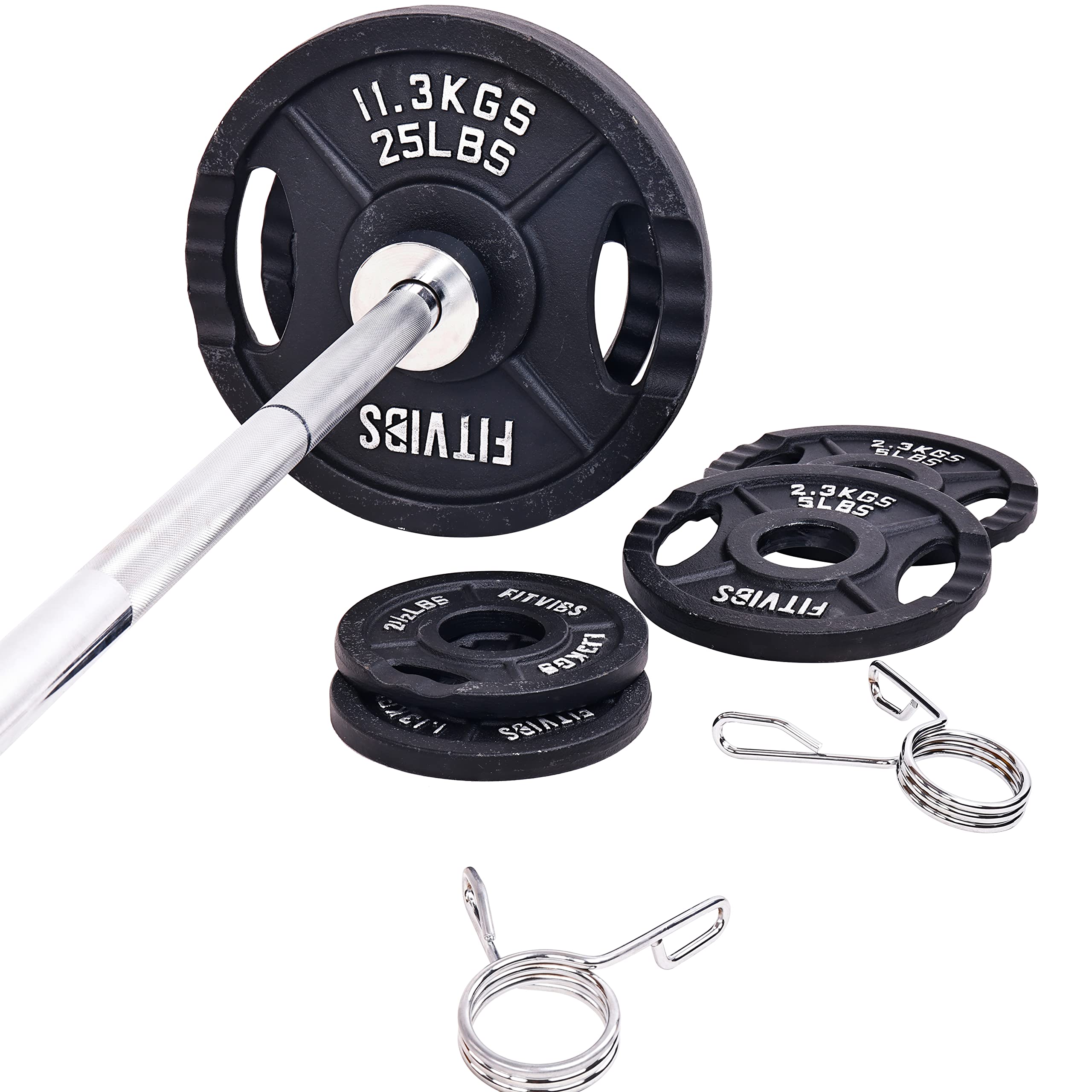 Olympic Cast Iron Weight Plates for Strength Training & Weightlifting - Pair, Set, or Combo with Barbell - Multiple Sizes (Home Gym, CrossFit, Powerlifting)