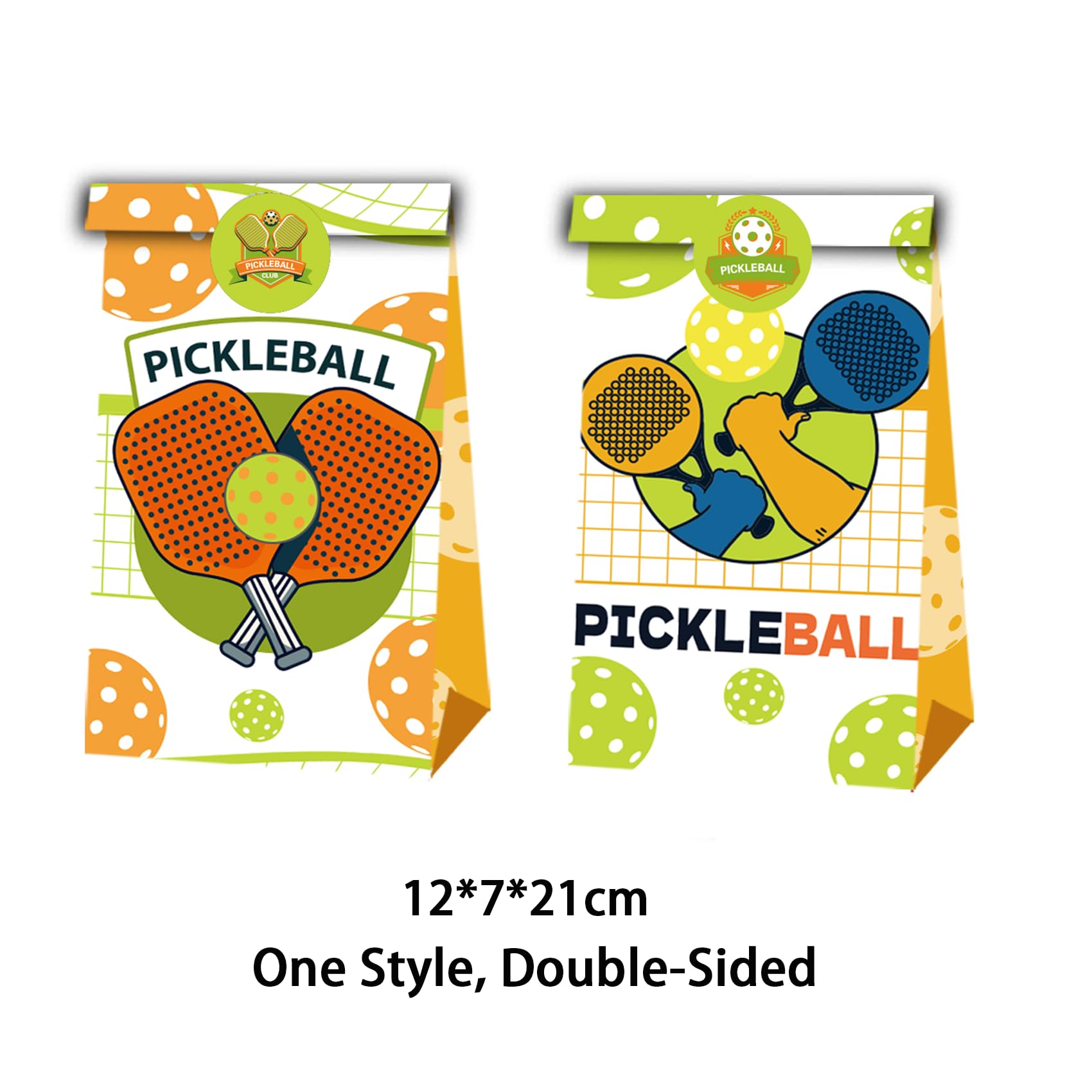 12 Pcs Pickleball Party Favor Bags with Stickers - Goodie Bags for Candy, Treats & Party Decorations | Perfect for Pickleball Birthday Parties, Tournaments & Gift Exchanges