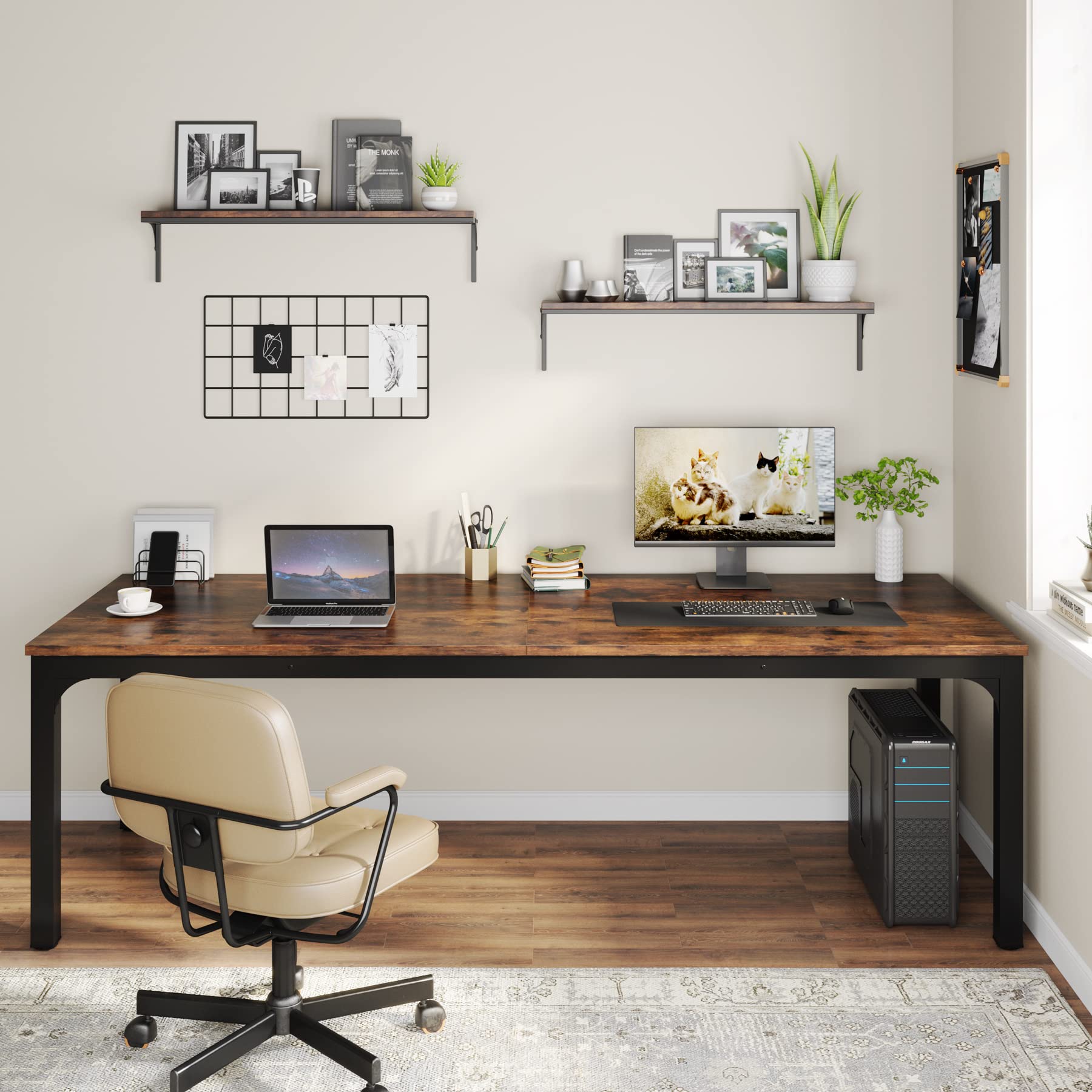 Tribesigns 78.7 Inch Extra Long Computer Desk for 2 People - Spacious Double Workstation with Sturdy Frame for Home Office & Gaming Setup - Perfect for Shared Workspaces, Remote Work, and Online Classes
