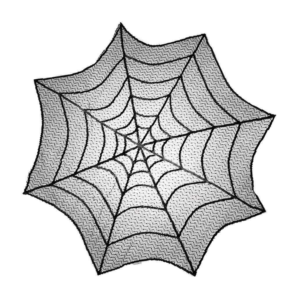 VALINK 30 Inch Halloween Spider Web Lace Tablecloth - Black Wipeable Table Cover for Halloween Party, Home Decor, Outdoor Dining & Mantle Decoration | Spooky Background Supplies for Halloween Decorations & Themed Events