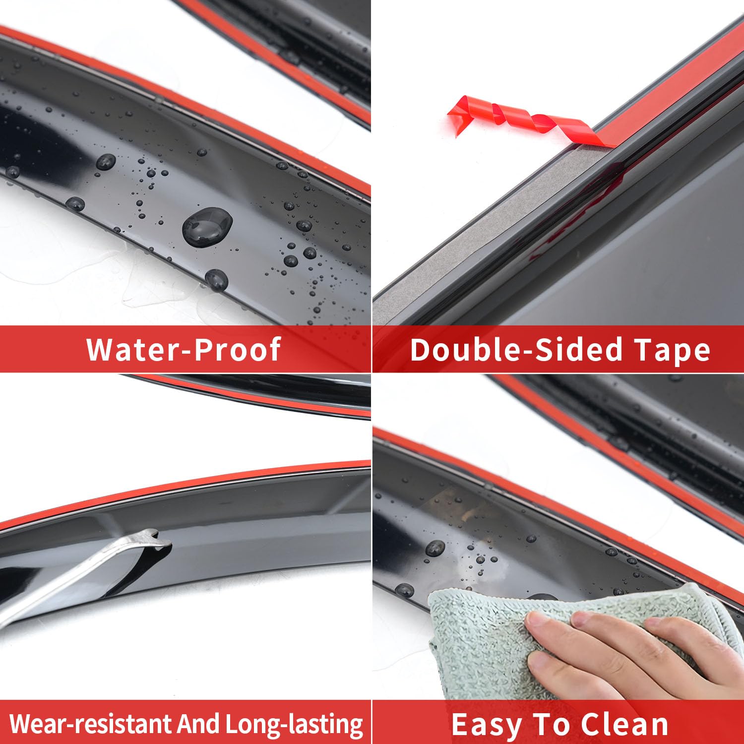 Xipoo Side Window Visor Deflector for 2018-2025 Jeep Wrangler JL & 2020-2025 Gladiator JT - Rain Guard, Wind Noise Reduction - Perfect for Off-Roading, Camping & Daily Driving