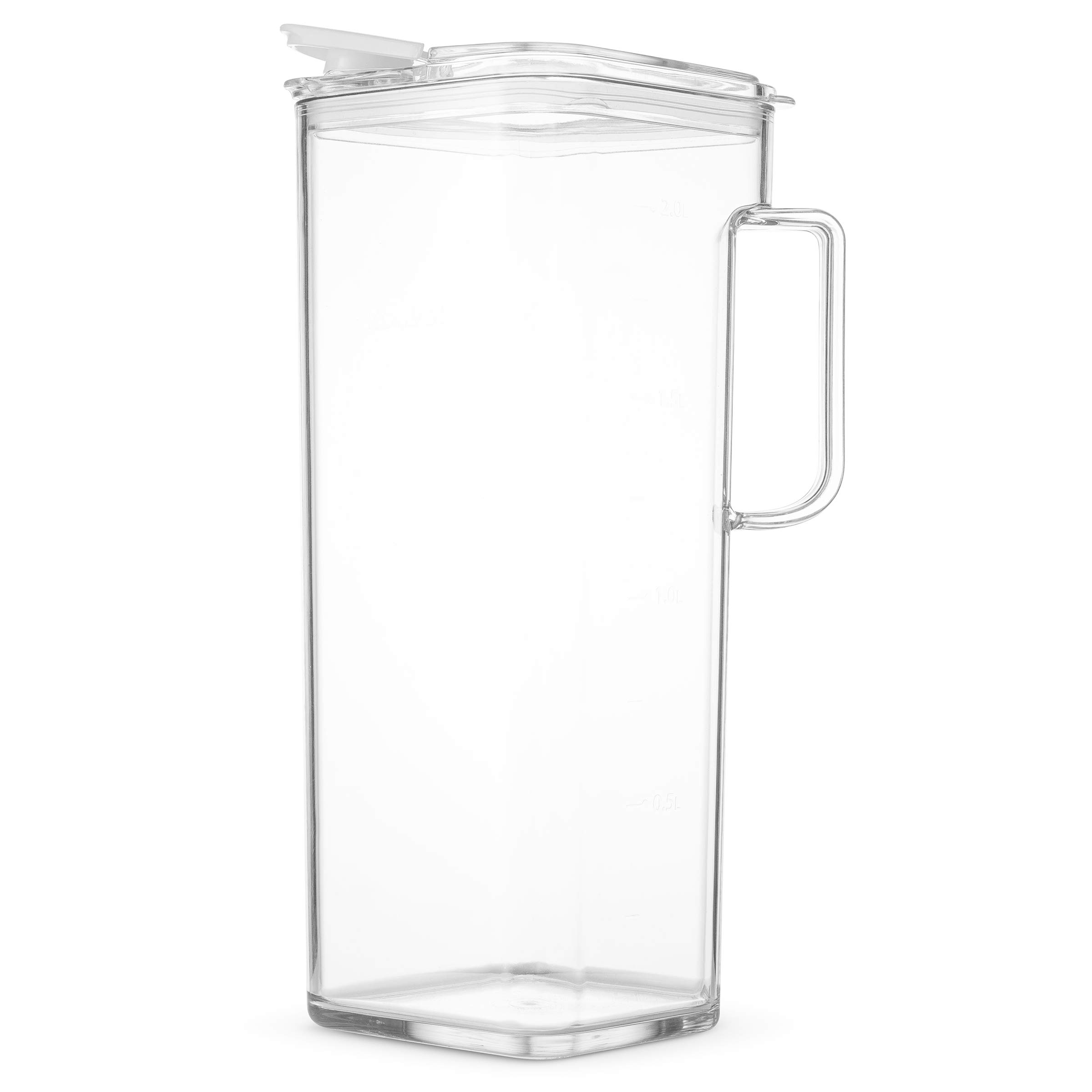 Komax Tritan Plastic Water Pitcher with Lid – BPA-Free, 2.4 Qt Square Pitcher for Water, Iced Tea, Juice & Sangria – Microwave & Dishwasher Safe – Fridge Storage Container – Perfect for Parties, BBQs & Daily Hydration