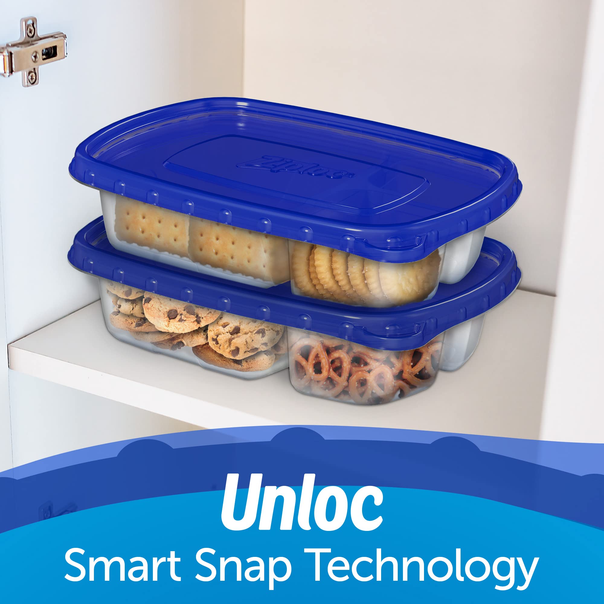 Reusable Ziploc Food Storage Containers with Smart Snap Technology - Dishwasher Safe Meal Prep Containers for Kitchen Organization (2-Pack, Divided Rectangle) - Perfect for Meal Prepping, Leftovers & Lunch Boxes